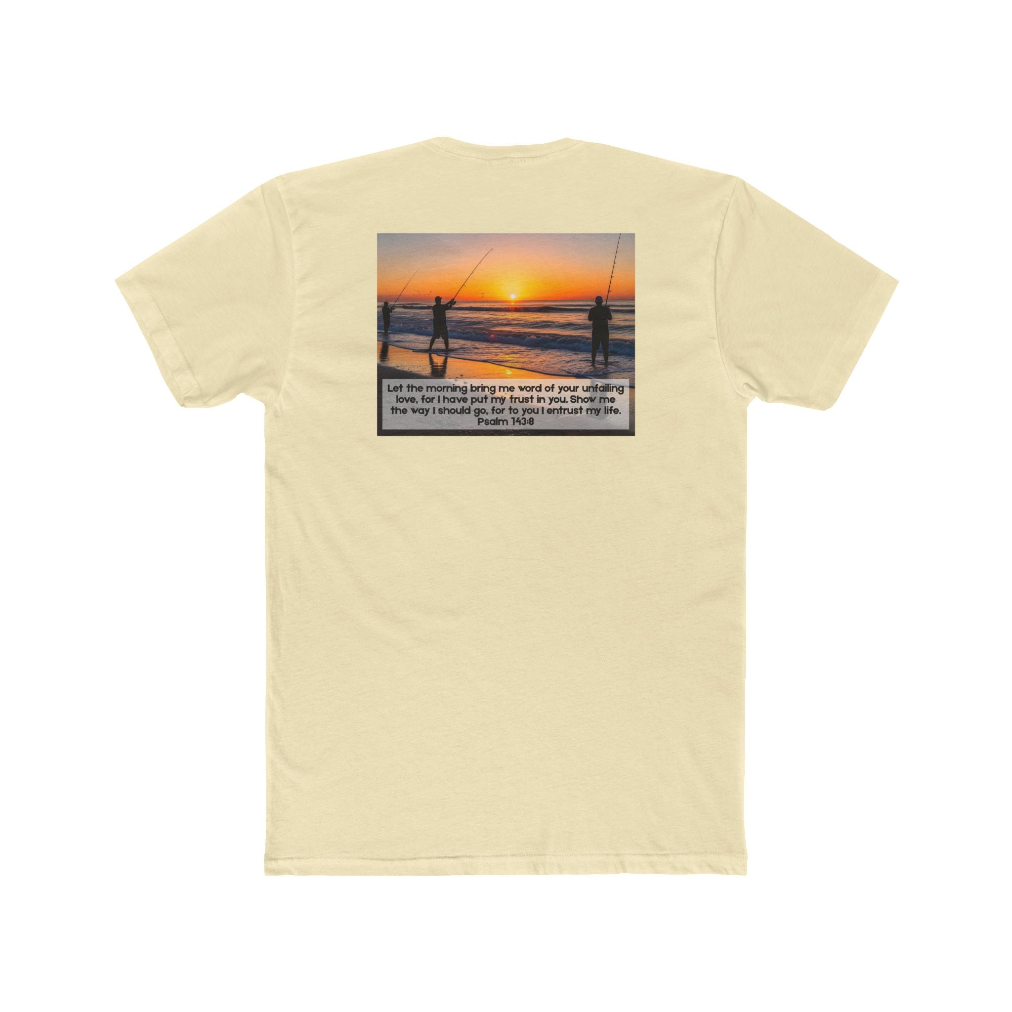 Cotton Crew Tee – Fishing at Sunset (Psalm 143:8)
