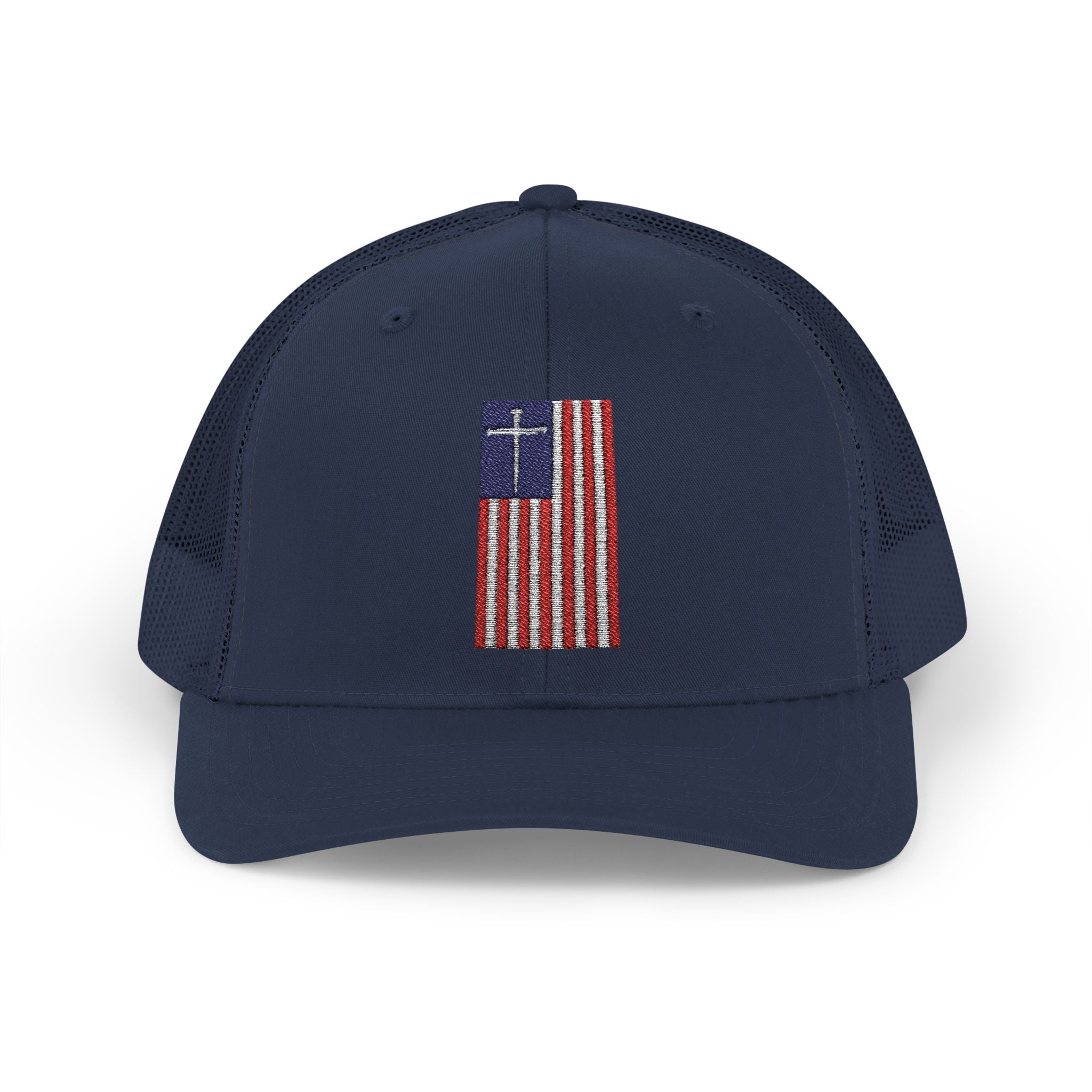 American Flag Cross – Snapback Trucker Cap (16 Colors)