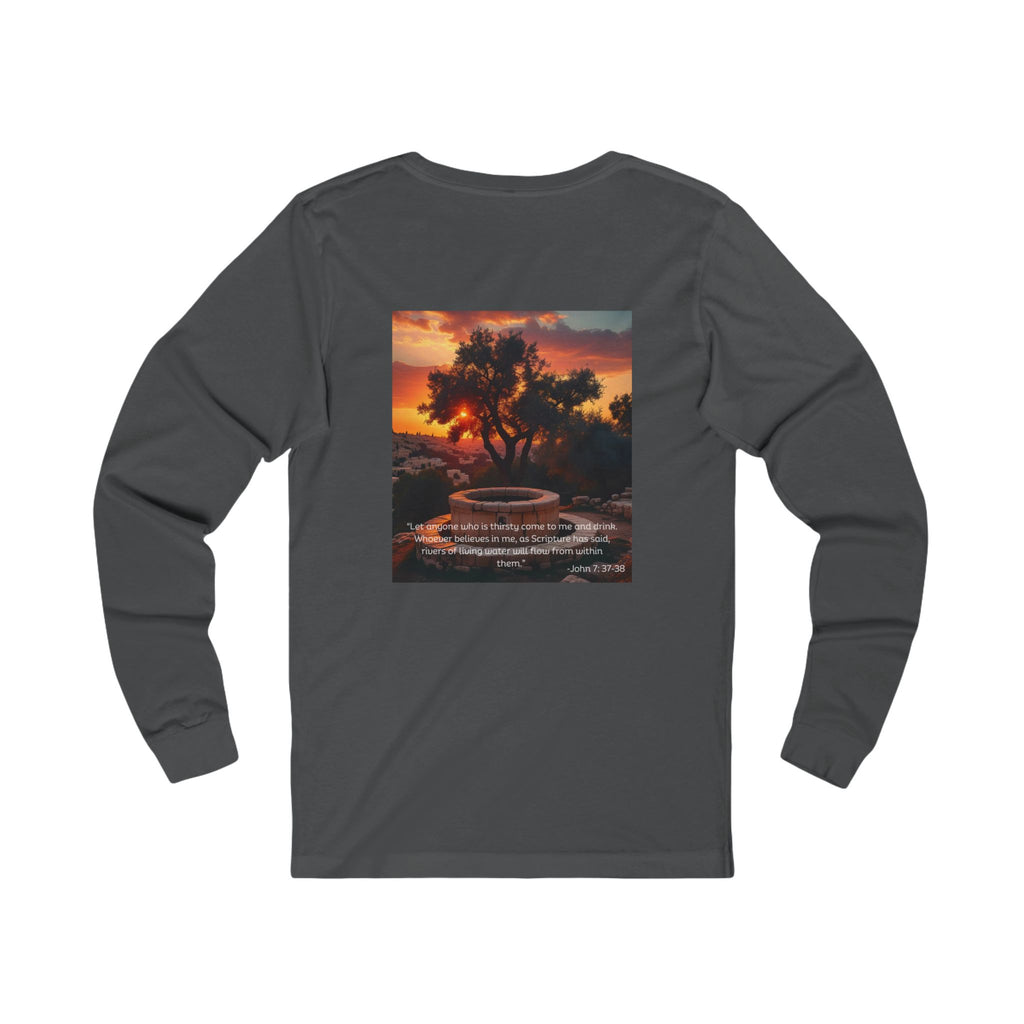 Living Anchored Jersey Long Sleeve Tee – Well at Sunset (John 7:37-38)