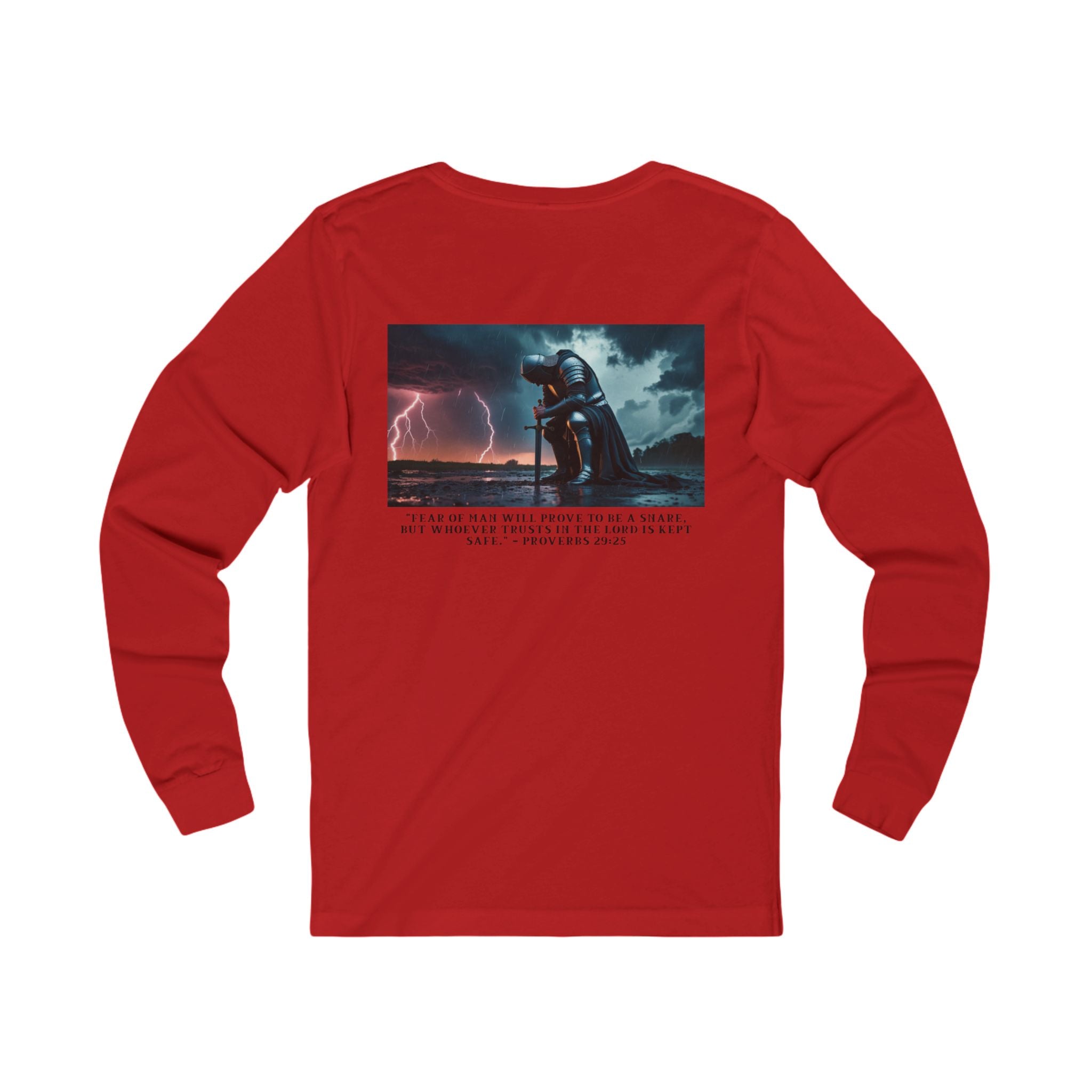 Faith Over Fear Long Sleeve Tee – Proverbs 29:25 (Black Font)