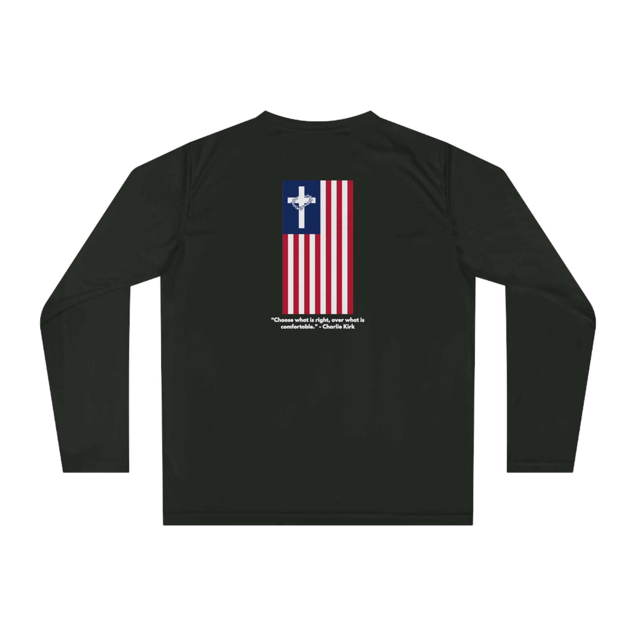 Women’s Long Sleeve Shirt – ABIDE- Charlie Kirk Tribute (3 colors available)
