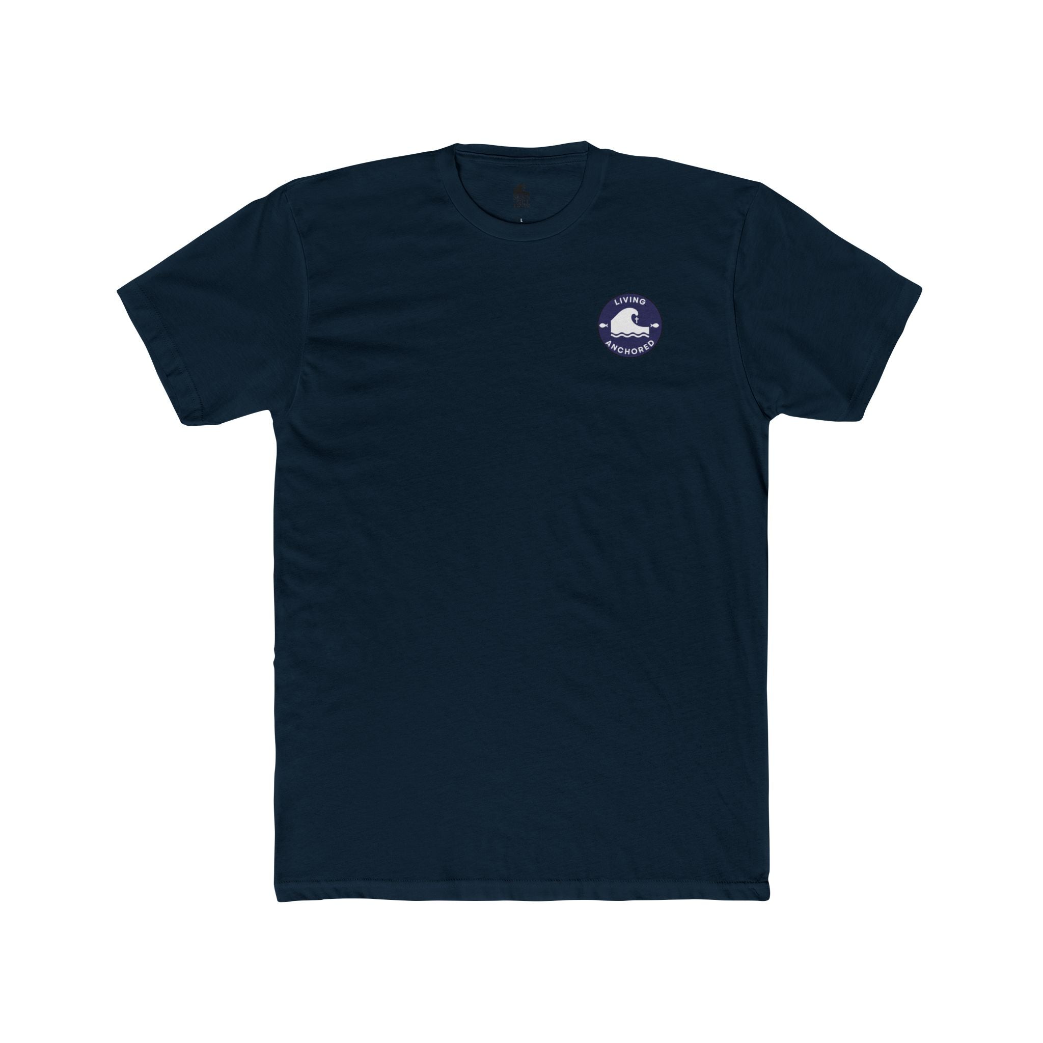 Unisex Cotton Crew Tee – Living Anchored | Mark 11:22-24 Bird & Wave Design