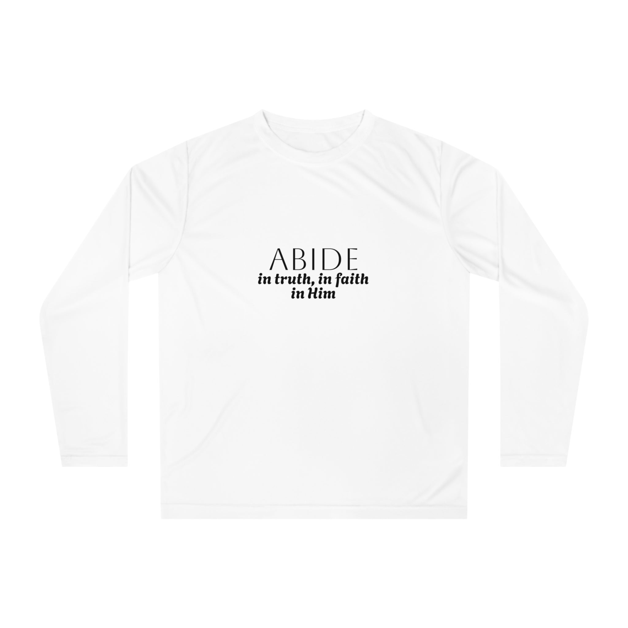 Women’s Performance Long Sleeve Shirt – ABIDE- Charlie Kirk Tribute in White
