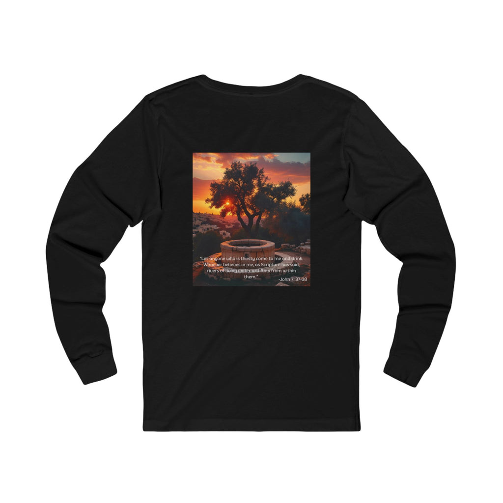 Living Anchored Jersey Long Sleeve Tee – Well at Sunset (John 7:37-38)