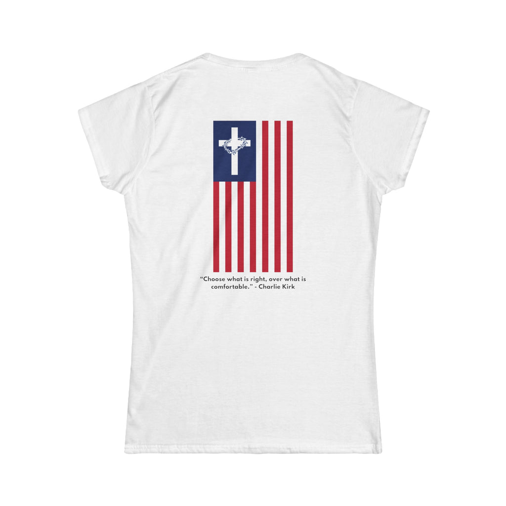 Women’s Softstyle Tee – ABIDE- Charlie Kirk Tribute Shirt (4 colors available)