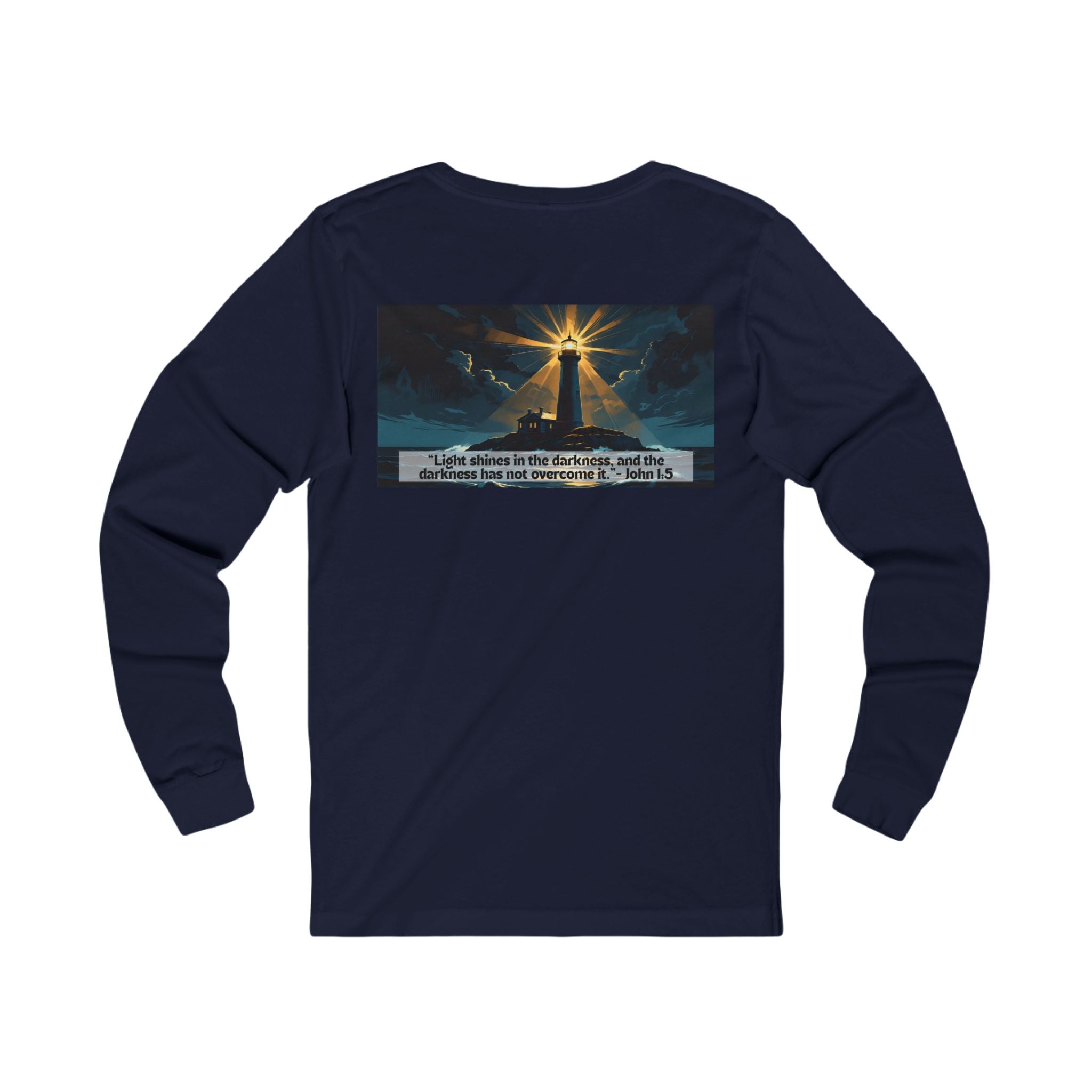 Living Anchored Jersey Long Sleeve Tee – Lighthouse (John 1:5)