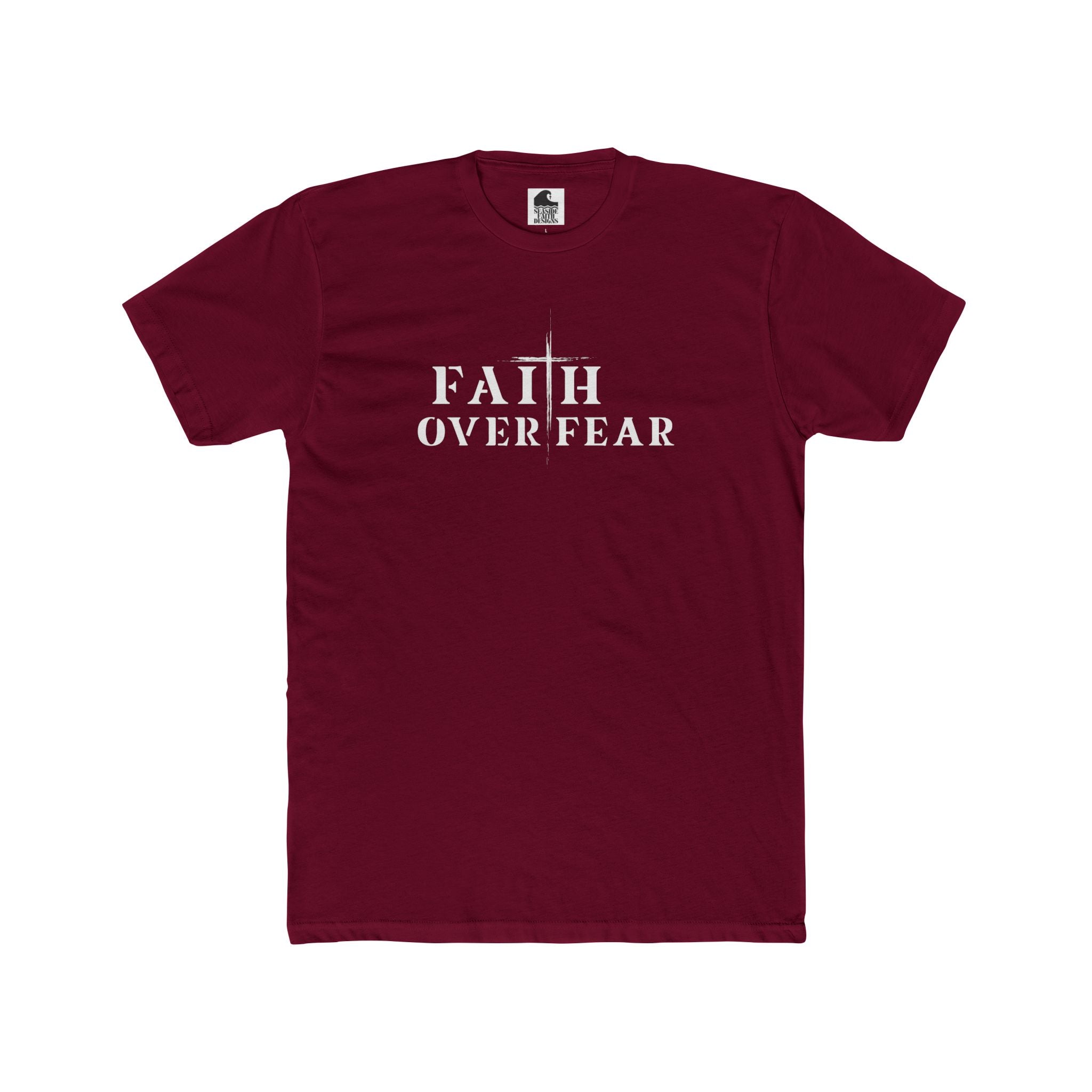 Faith Over Fear – Cotton Crew Tee (13 Colors, White Font)