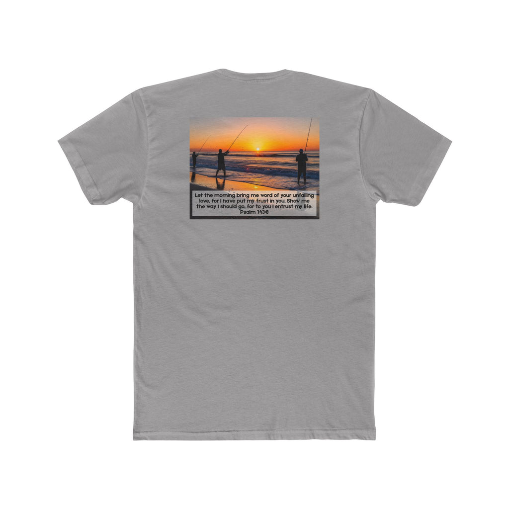 Cotton Crew Tee – Fishing at Sunset (Psalm 143:8)
