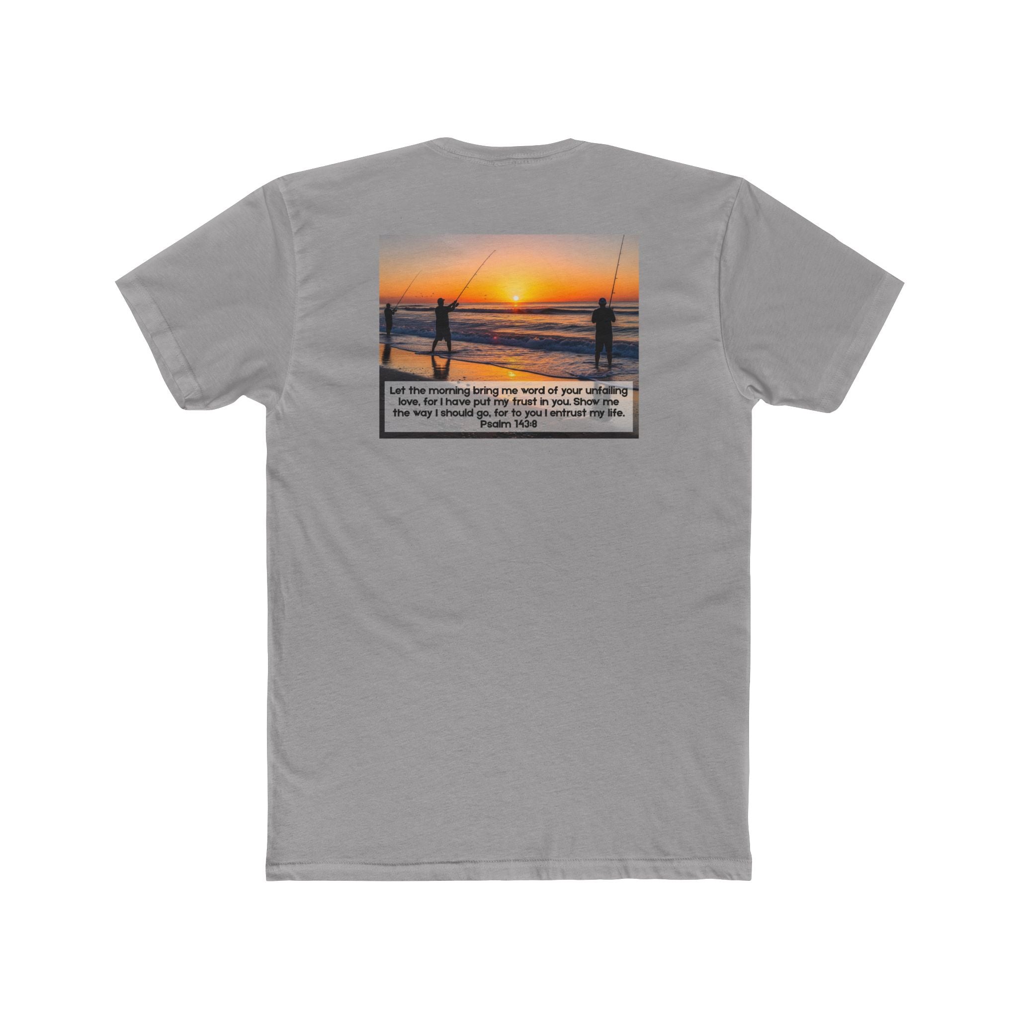 Cotton Crew Tee – Fishing at Sunset (Psalm 143:8)