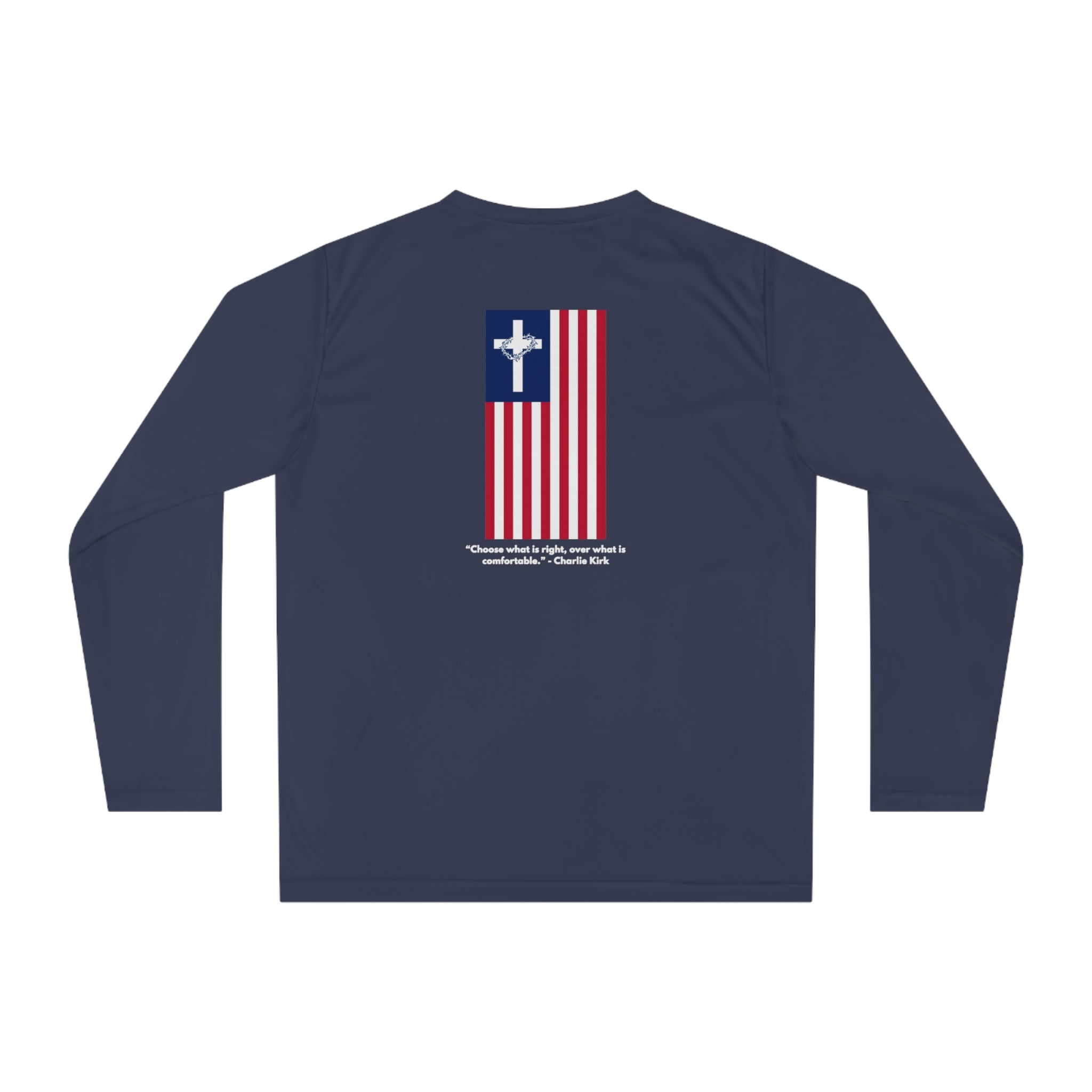 Women’s Long Sleeve Shirt – ABIDE- Charlie Kirk Tribute (3 colors available)