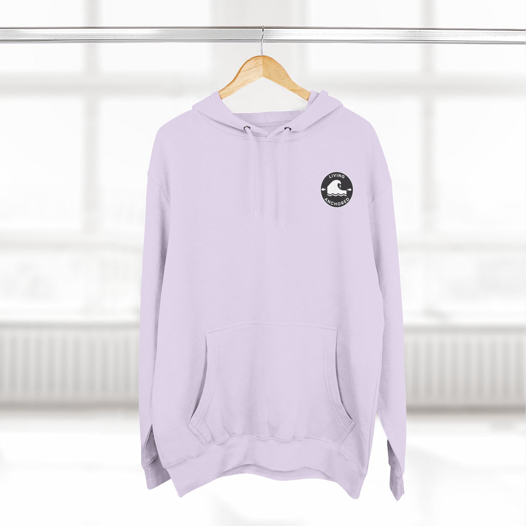 Living Anchored Fleece Hoodie – Fishing Sunset with Psalm 143:8