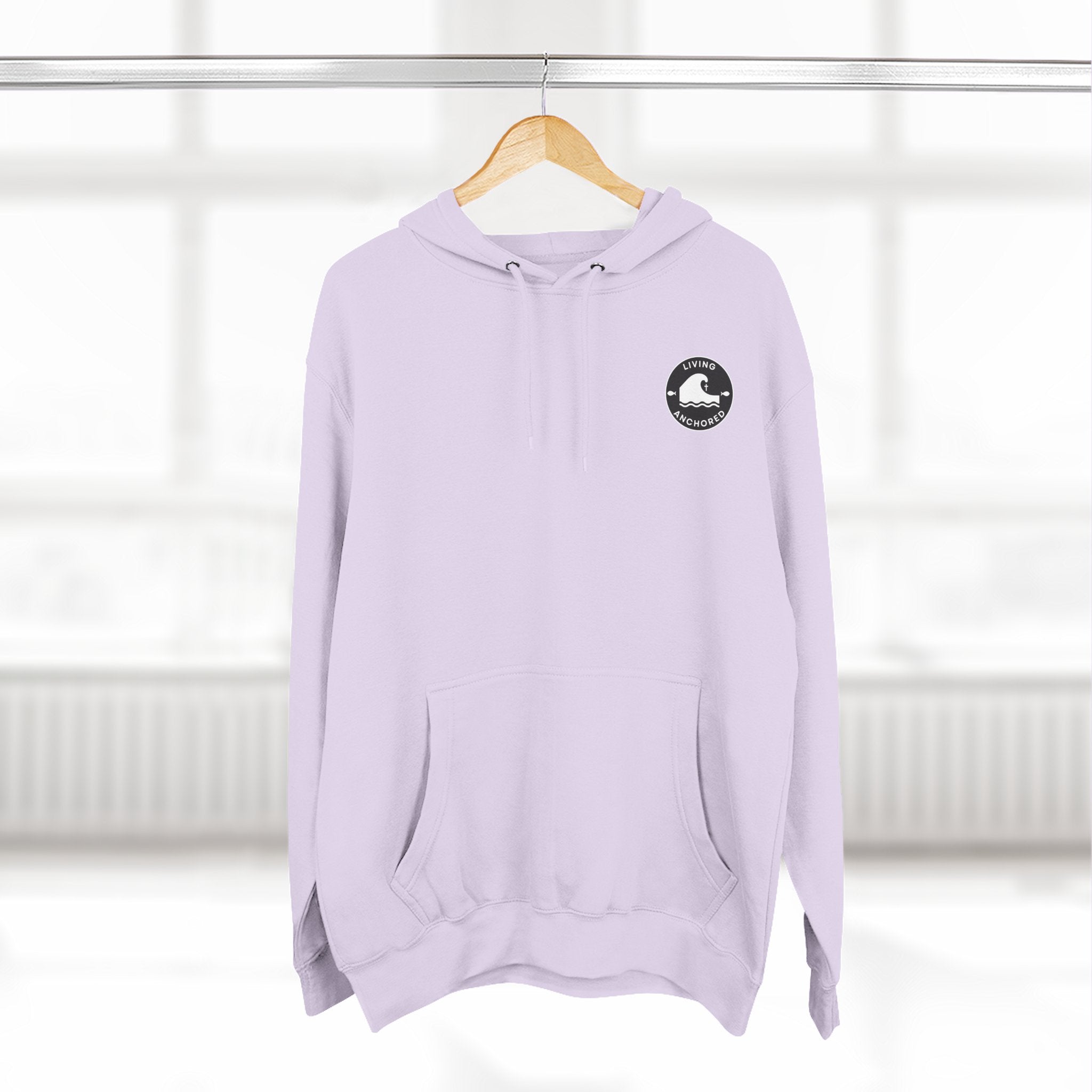 Living Anchored Fleece Hoodie – Fishing Sunset with Psalm 143:8