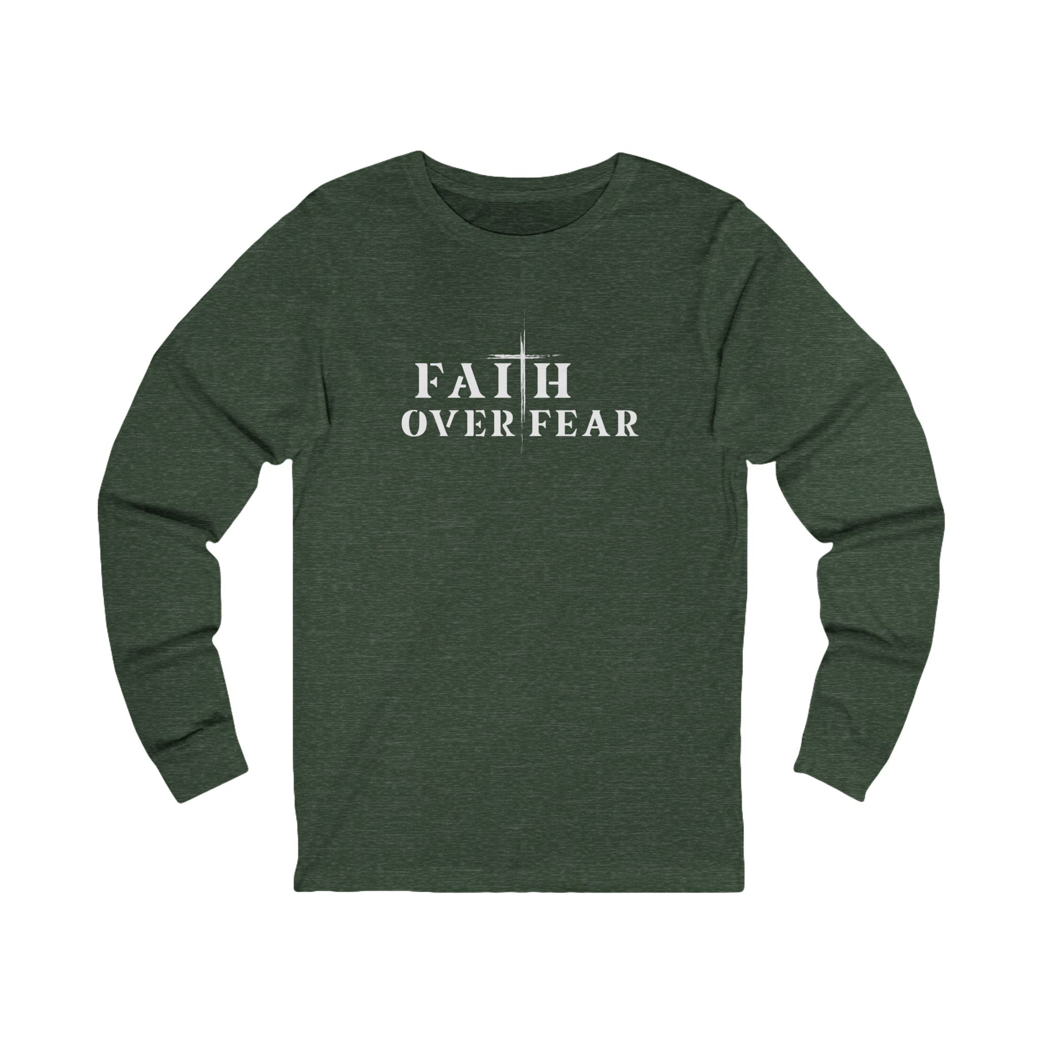 Faith Over Fear Long Sleeve Tee – Proverbs 29:25 (White Font)
