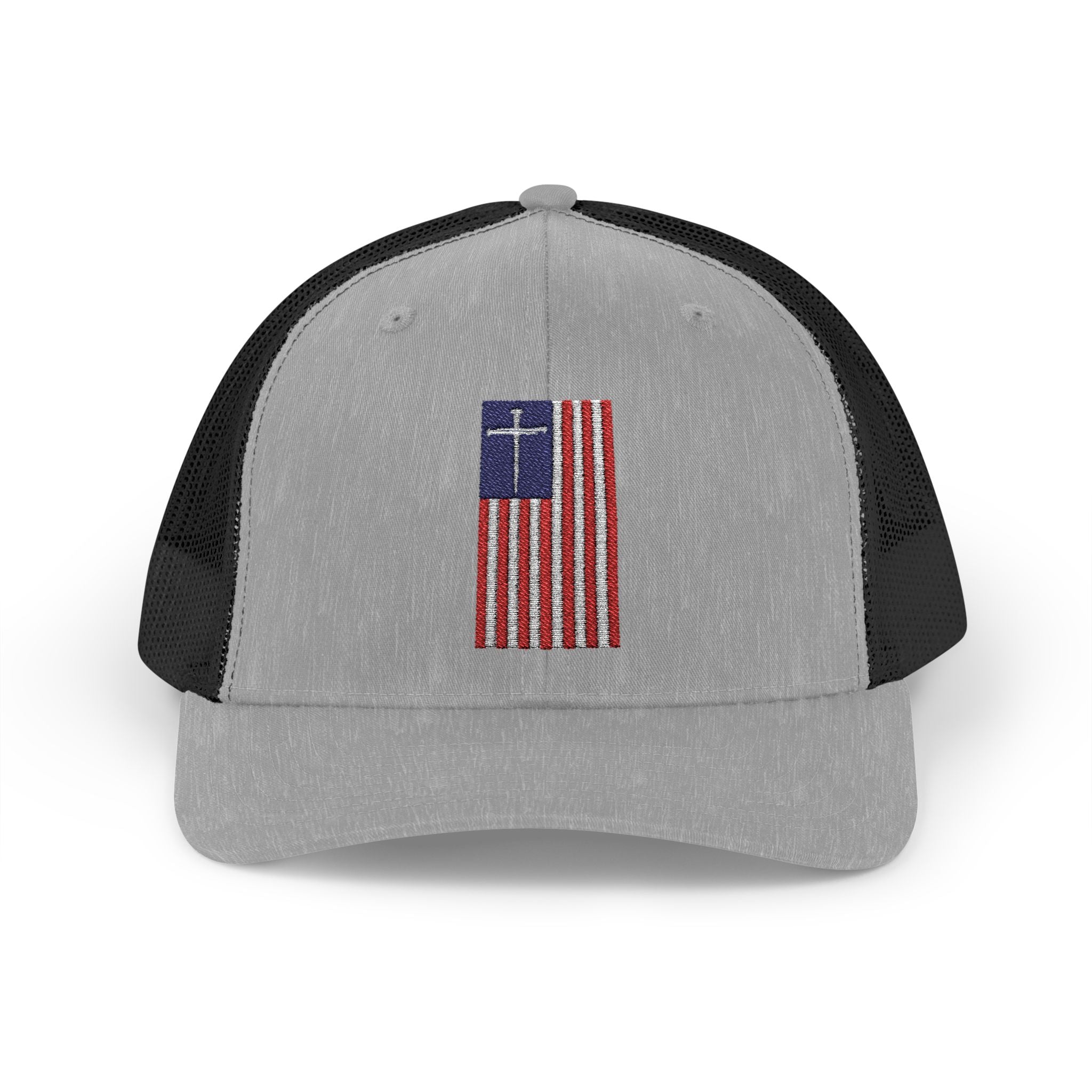 American Flag Cross – Snapback Trucker Cap (16 Colors)