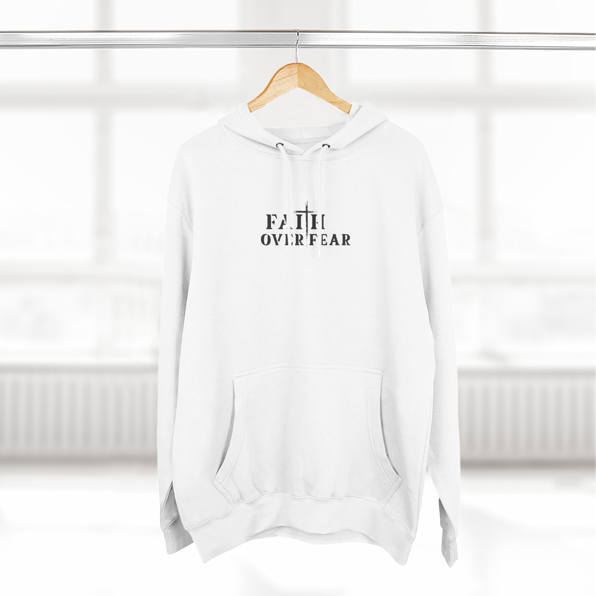 Faith Over Fear Fleece Hoodie – Proverbs 29:25 (Black Font)