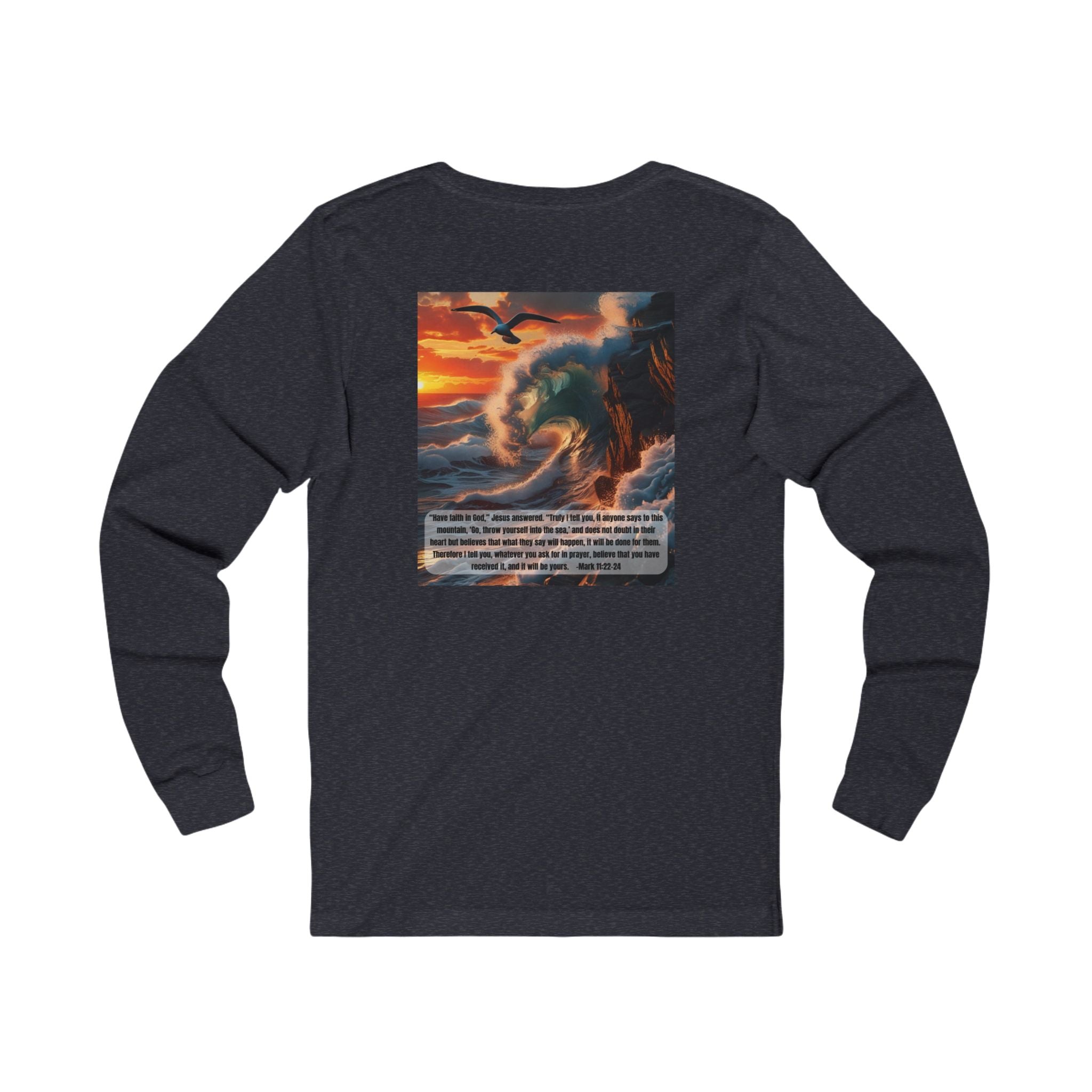Living Anchored Jersey Long Sleeve Tee – Bird & Wave with Mark 11:22-24