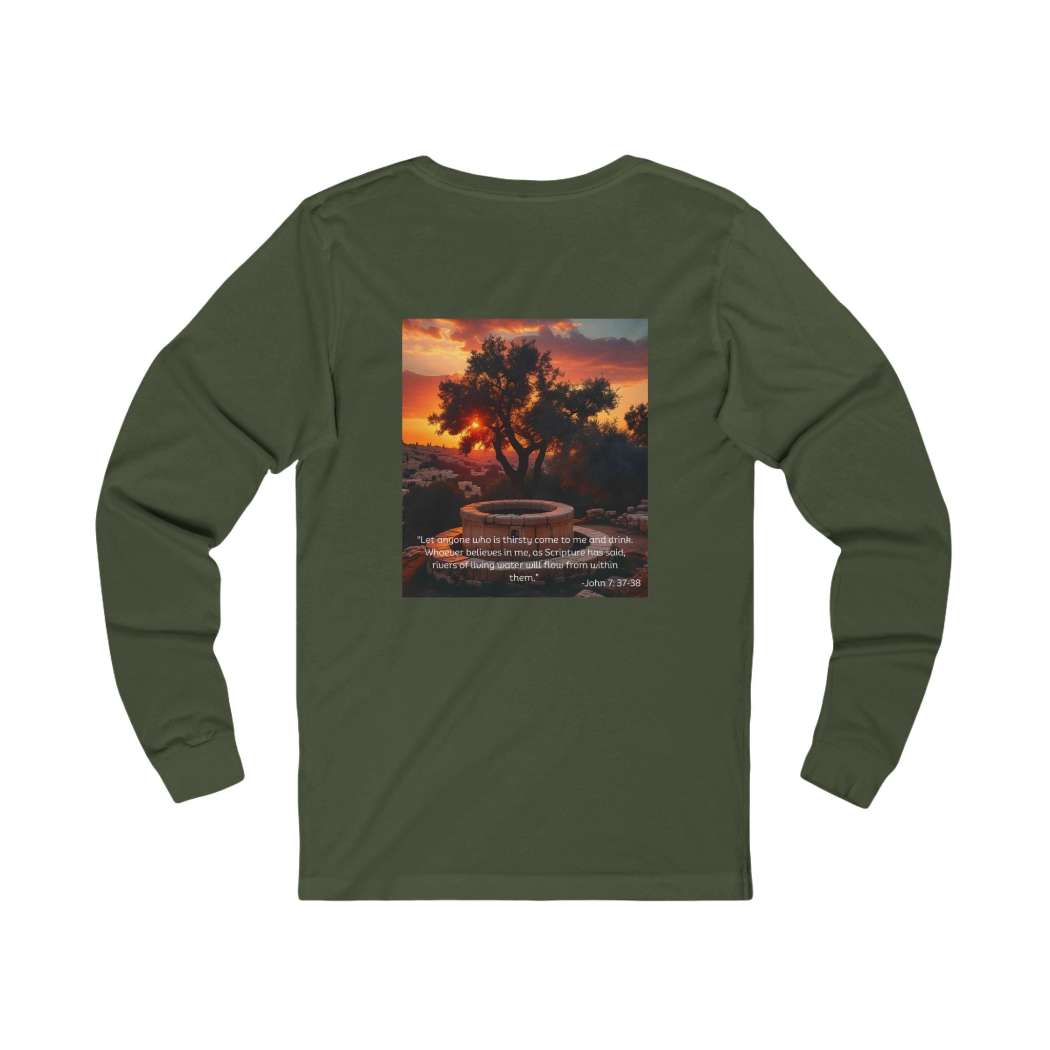 Living Anchored Jersey Long Sleeve Tee – Well at Sunset (John 7:37-38)