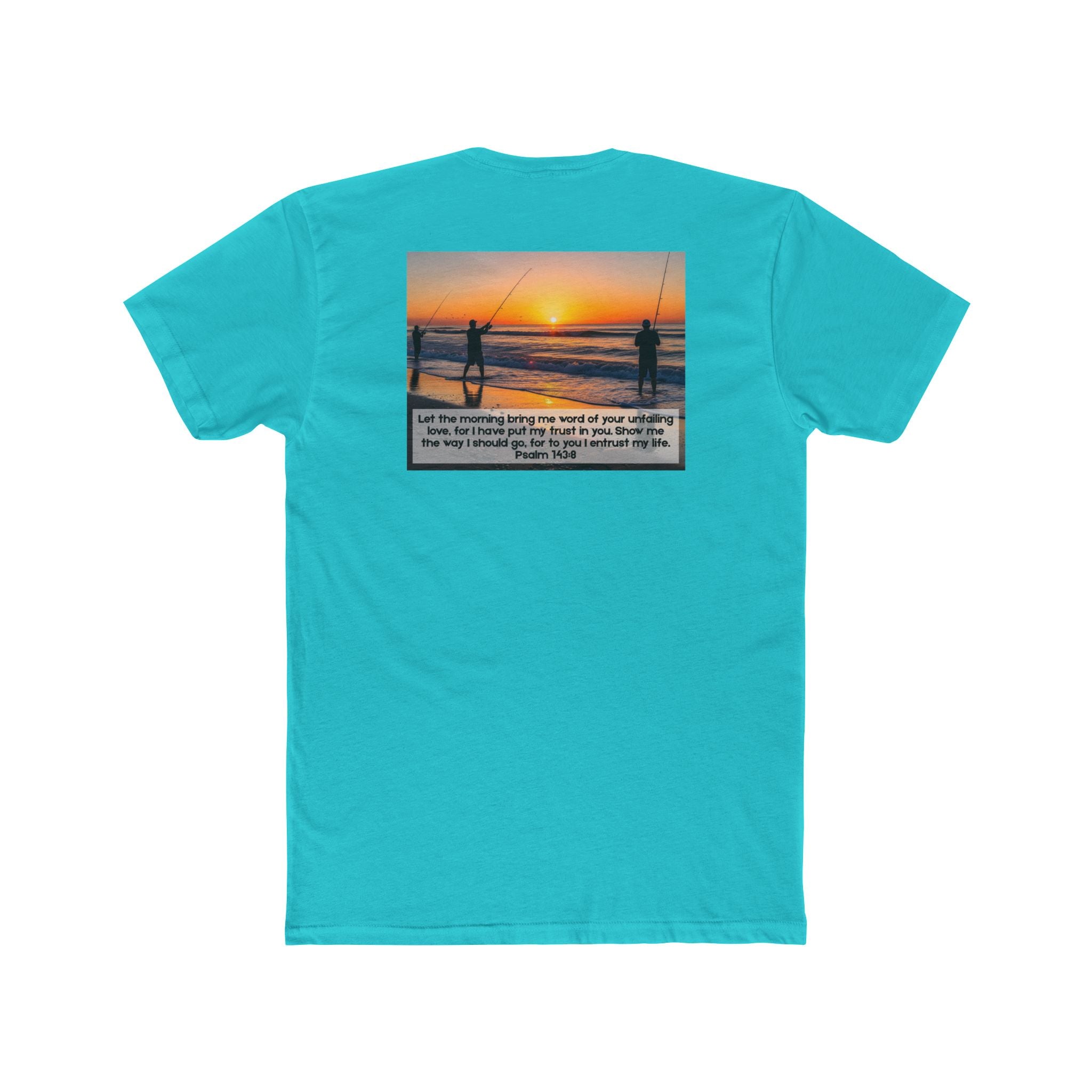 Cotton Crew Tee – Fishing at Sunset (Psalm 143:8)