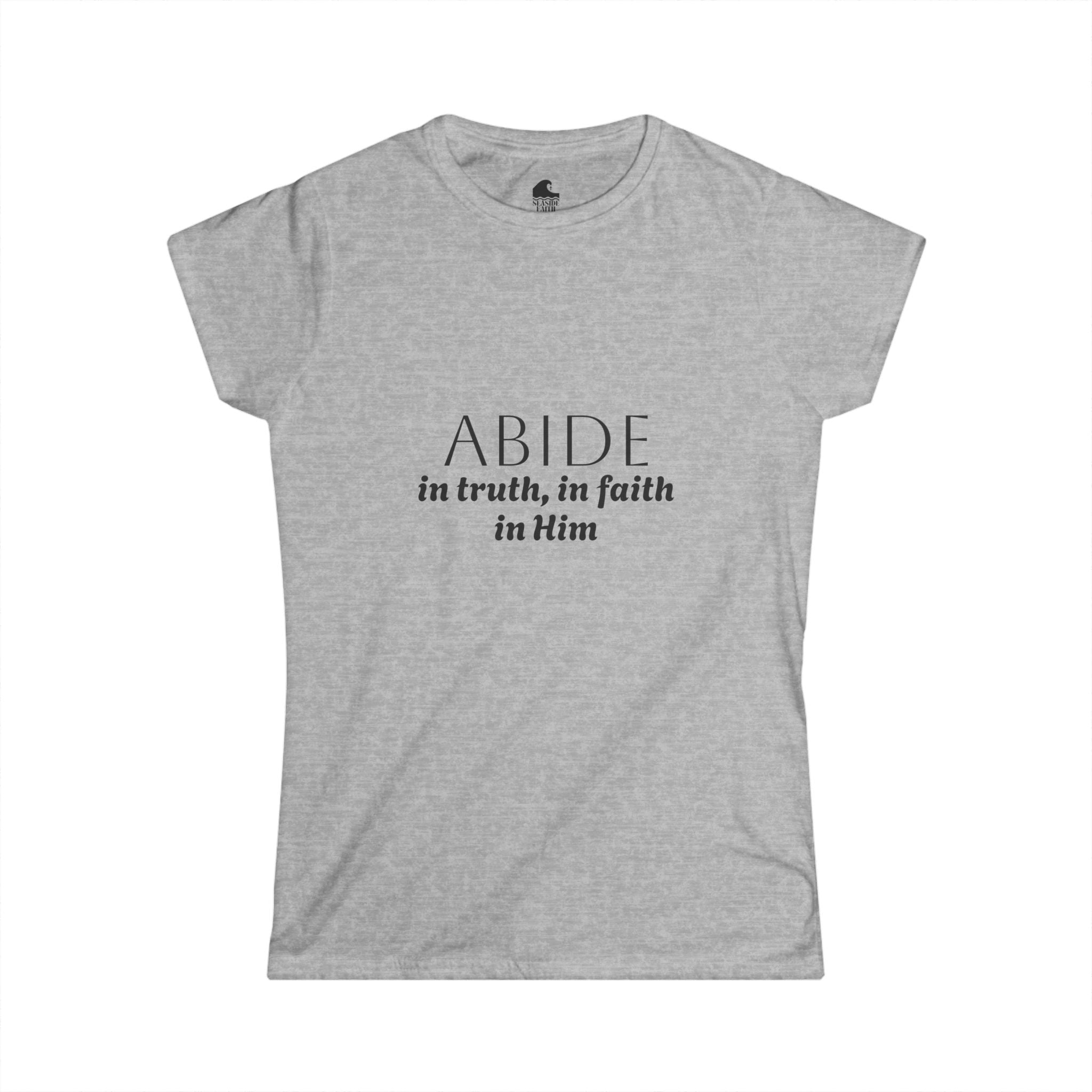Women’s Softstyle Tee – ABIDE- Charlie Kirk Tribute Shirt (4 colors available)