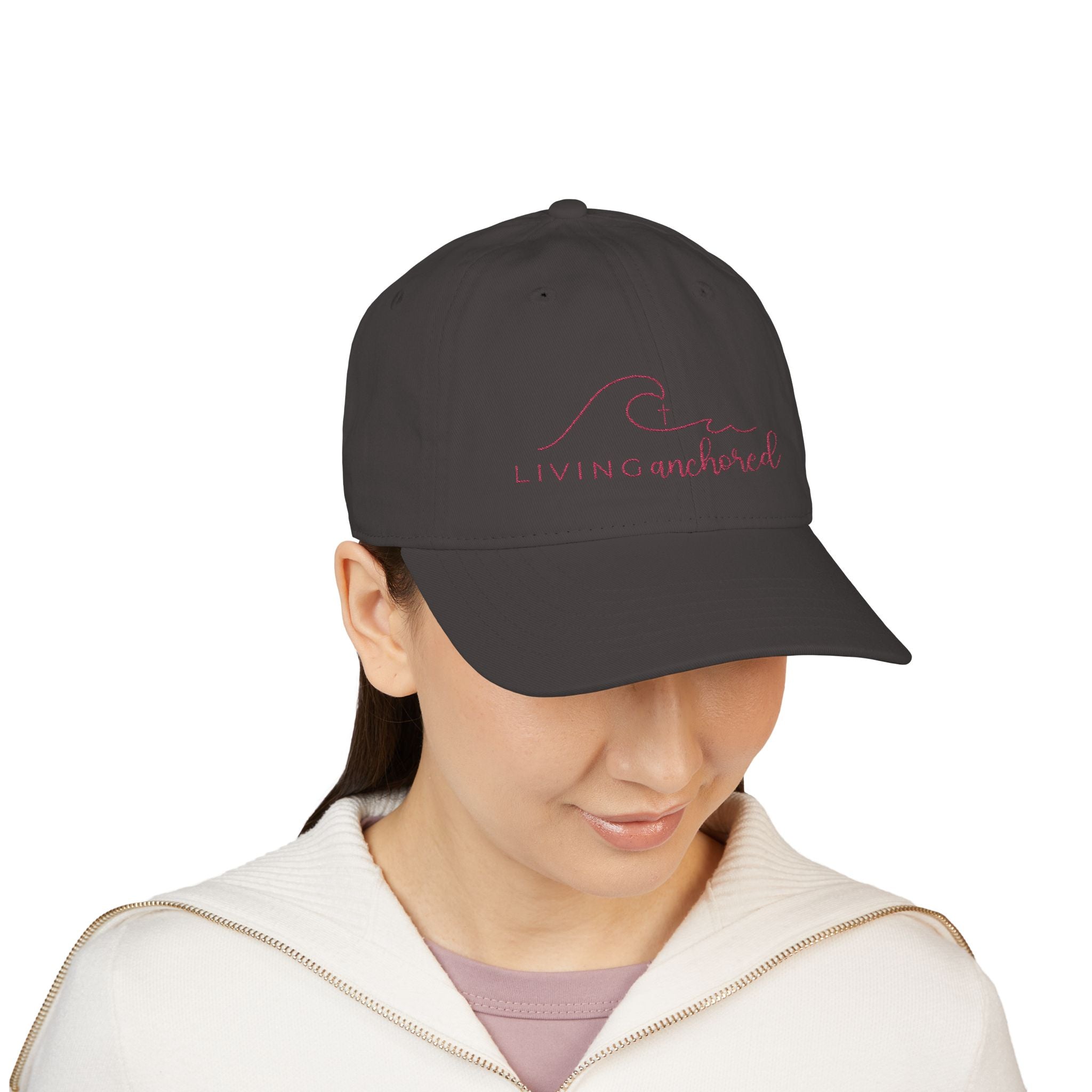 Living Anchored Organic Baseball Cap – Pink Thread Edition