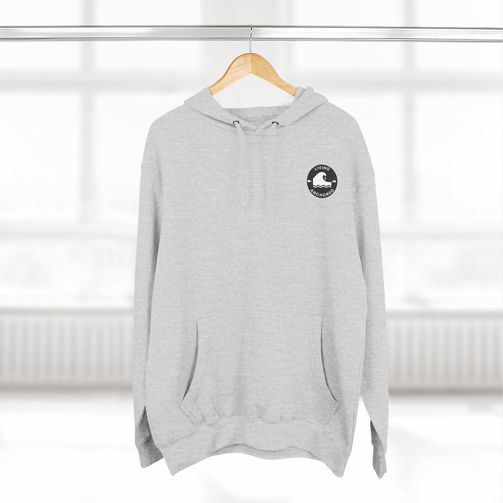 Living Anchored Fleece Hoodie – Fishing Sunset with Psalm 143:8