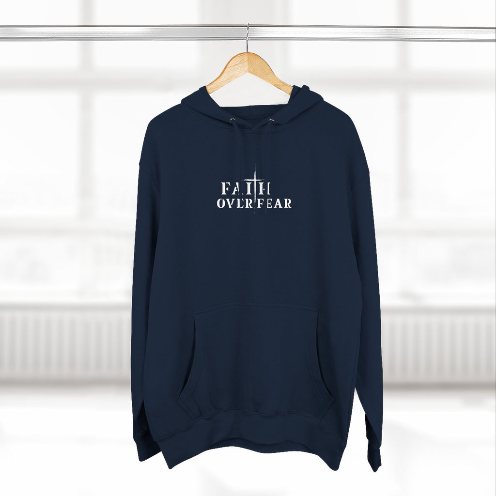 Faith Over Fear Fleece Hoodie – Proverbs 29:25 (white font)