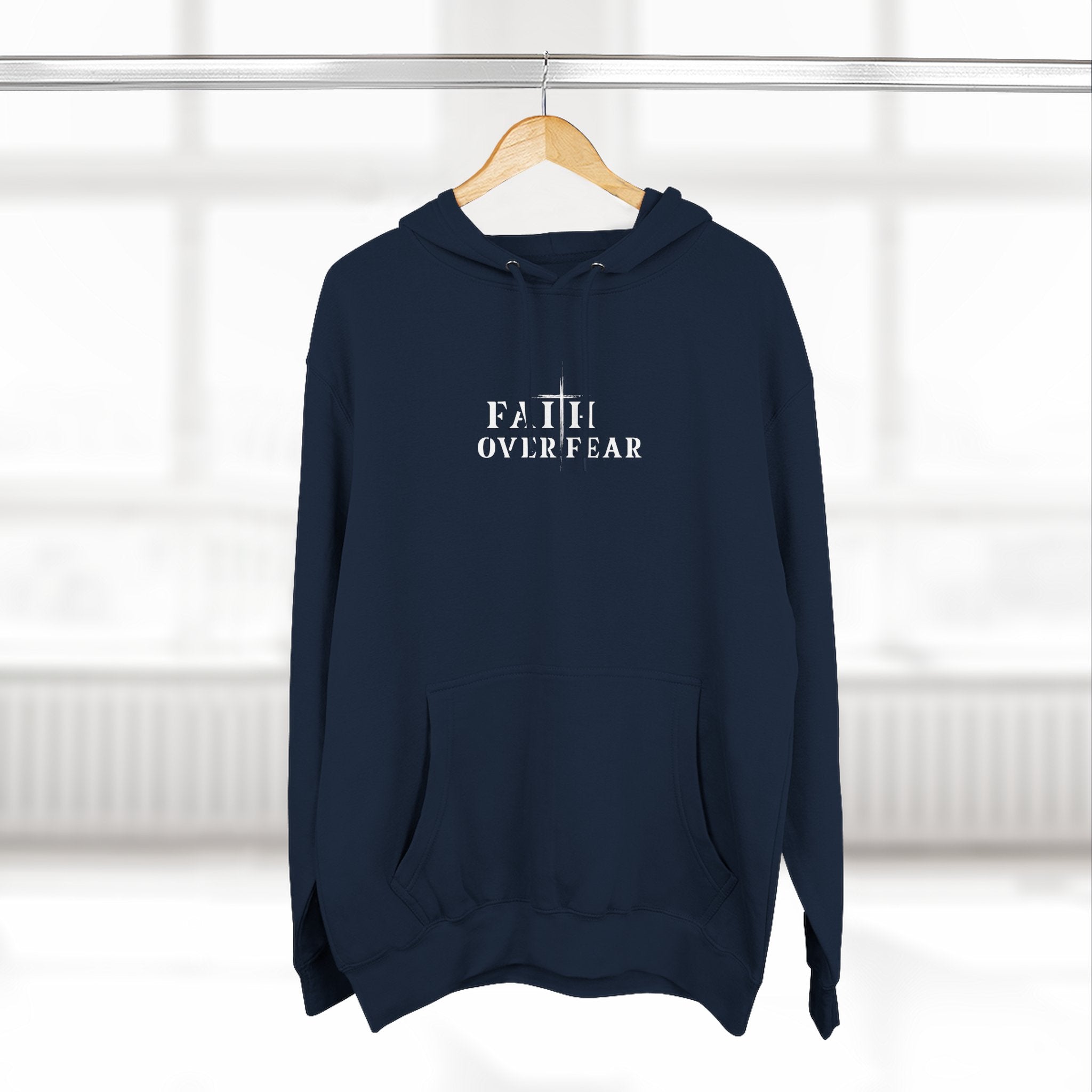 Faith Over Fear Fleece Hoodie – Proverbs 29:25 (white font)