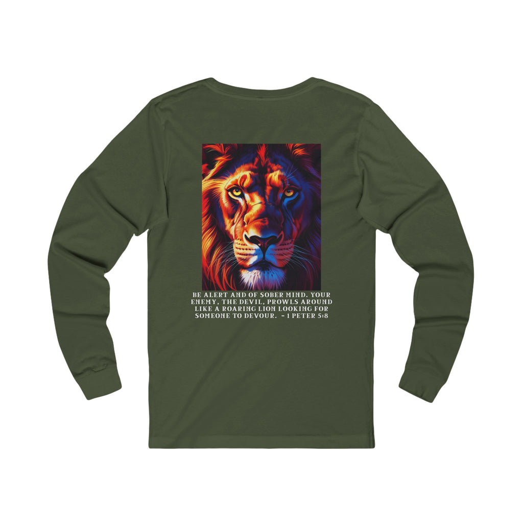 Bold Lion Faith Long Sleeve Tee – 1 Peter 5:8
