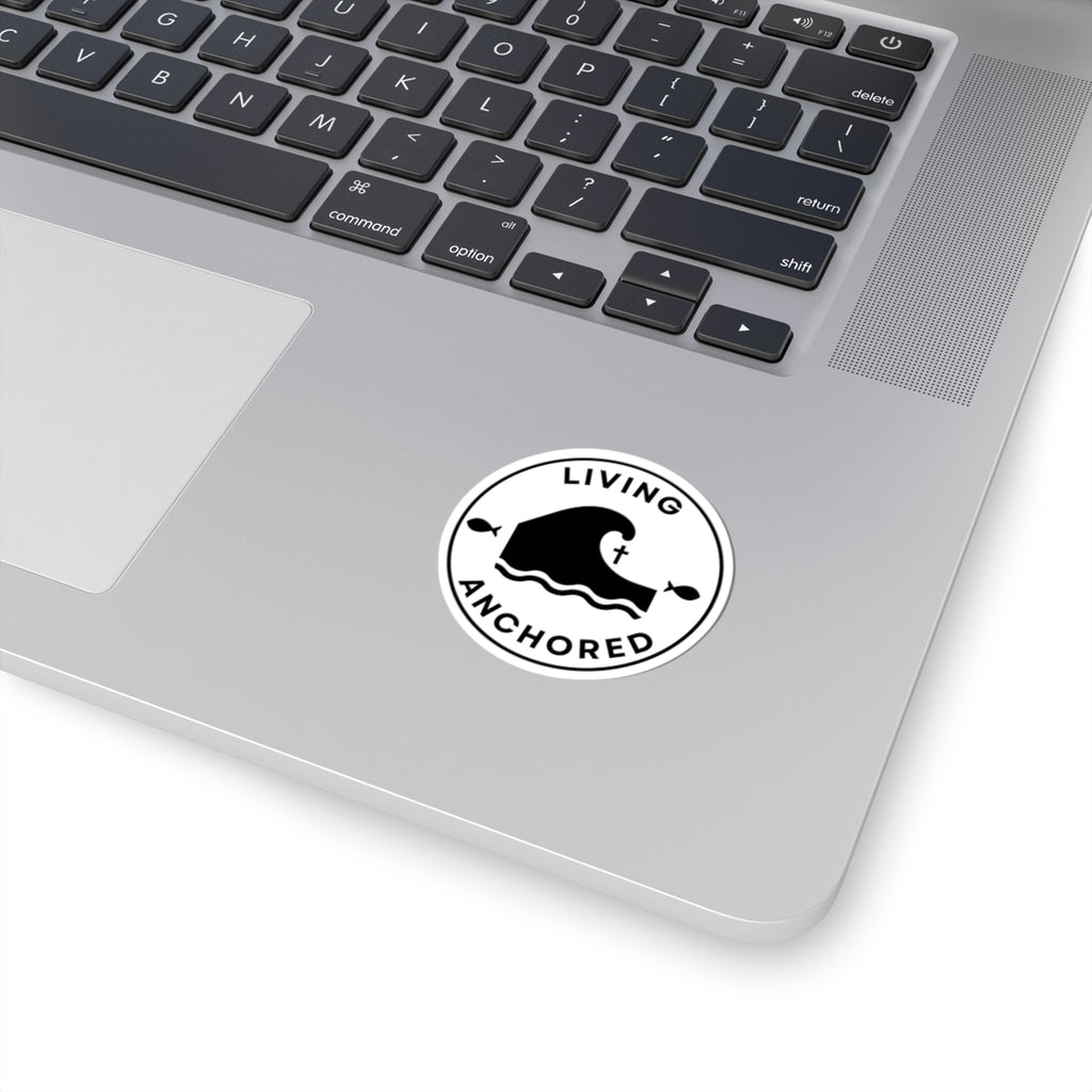 Living Anchored | Kiss-Cut Stickers (black and white)