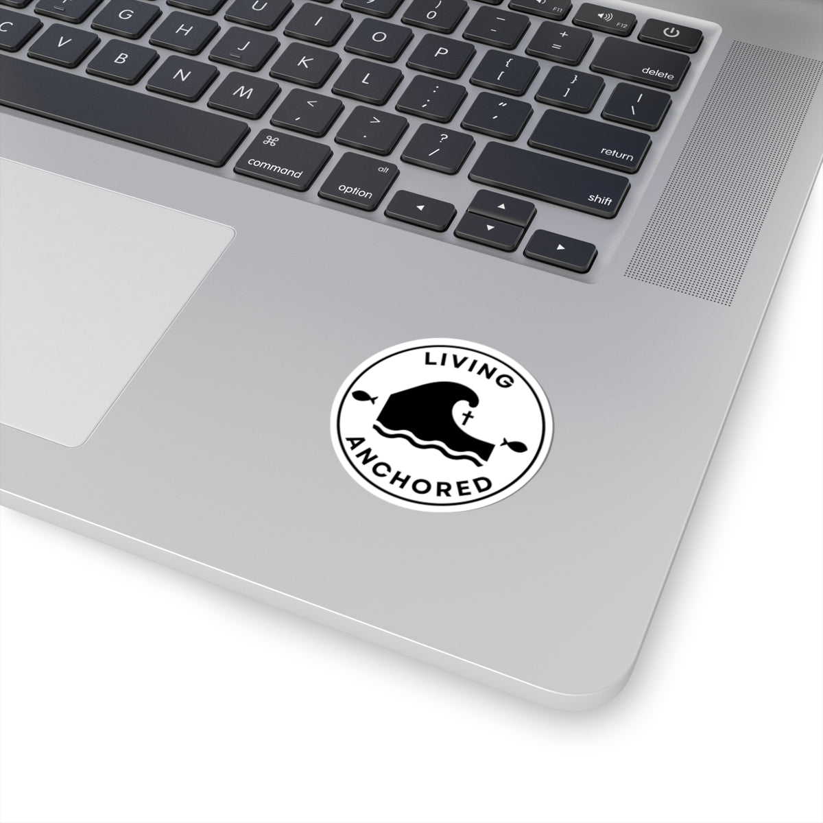 Living Anchored | Kiss-Cut Stickers (black and white)