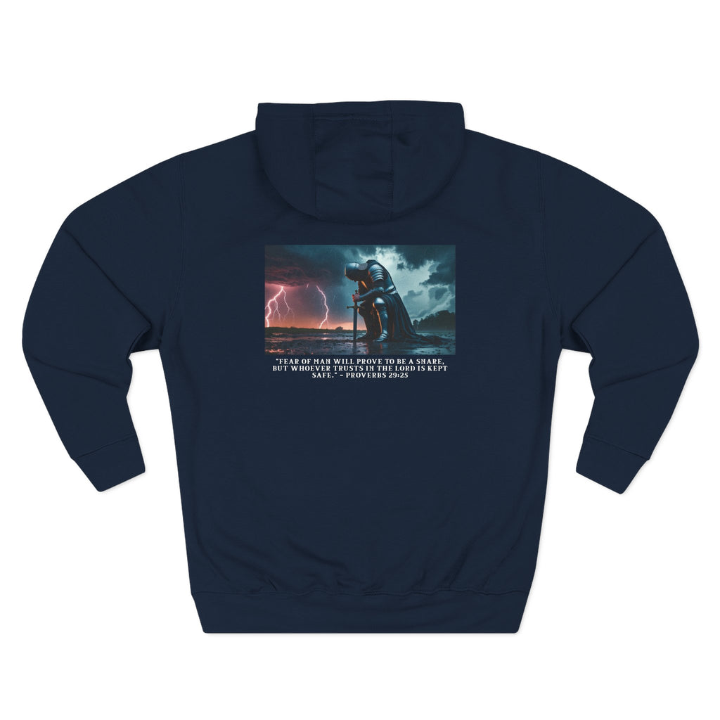 Faith Over Fear Fleece Hoodie – Proverbs 29:25 (white font)