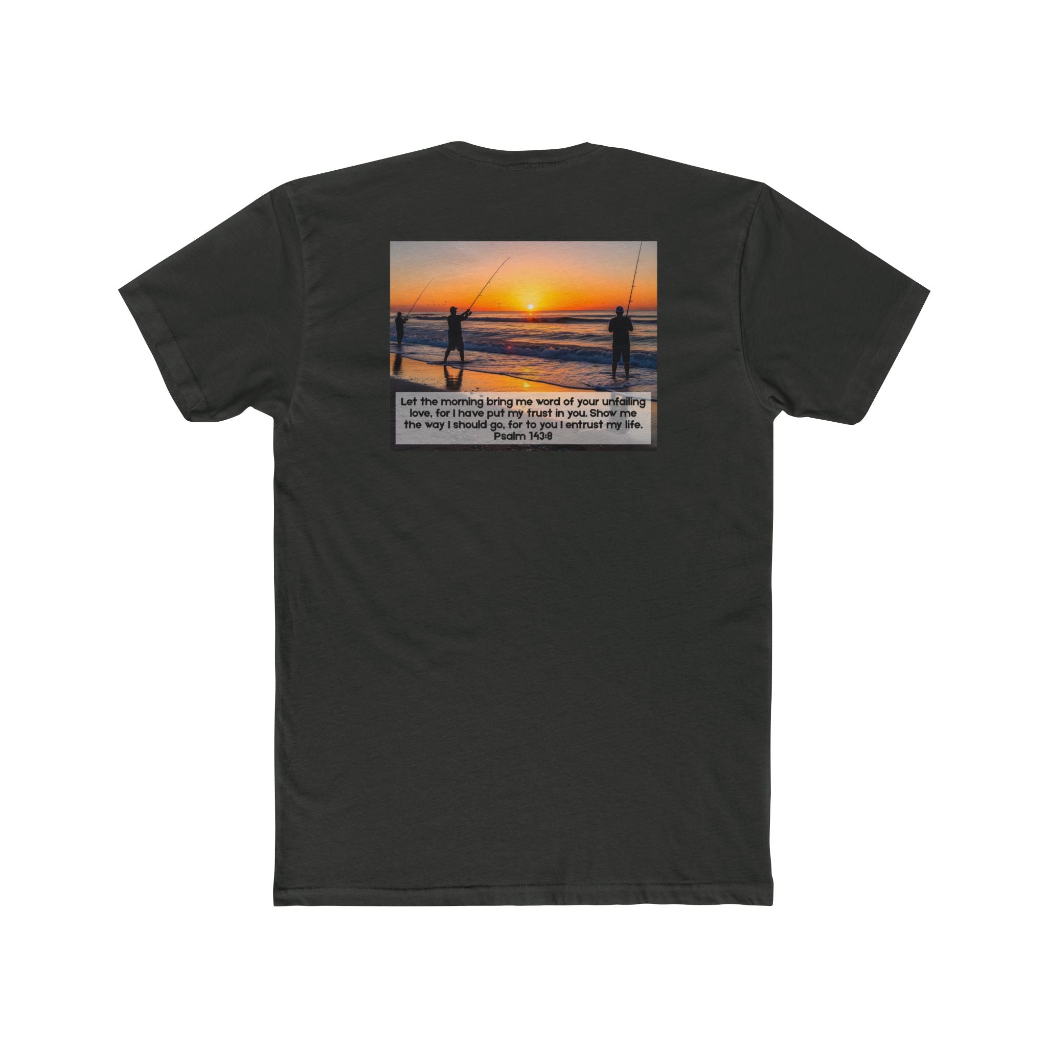 Copy of Cotton Crew Tee – Fishing at Sunset (Psalm 143:8)