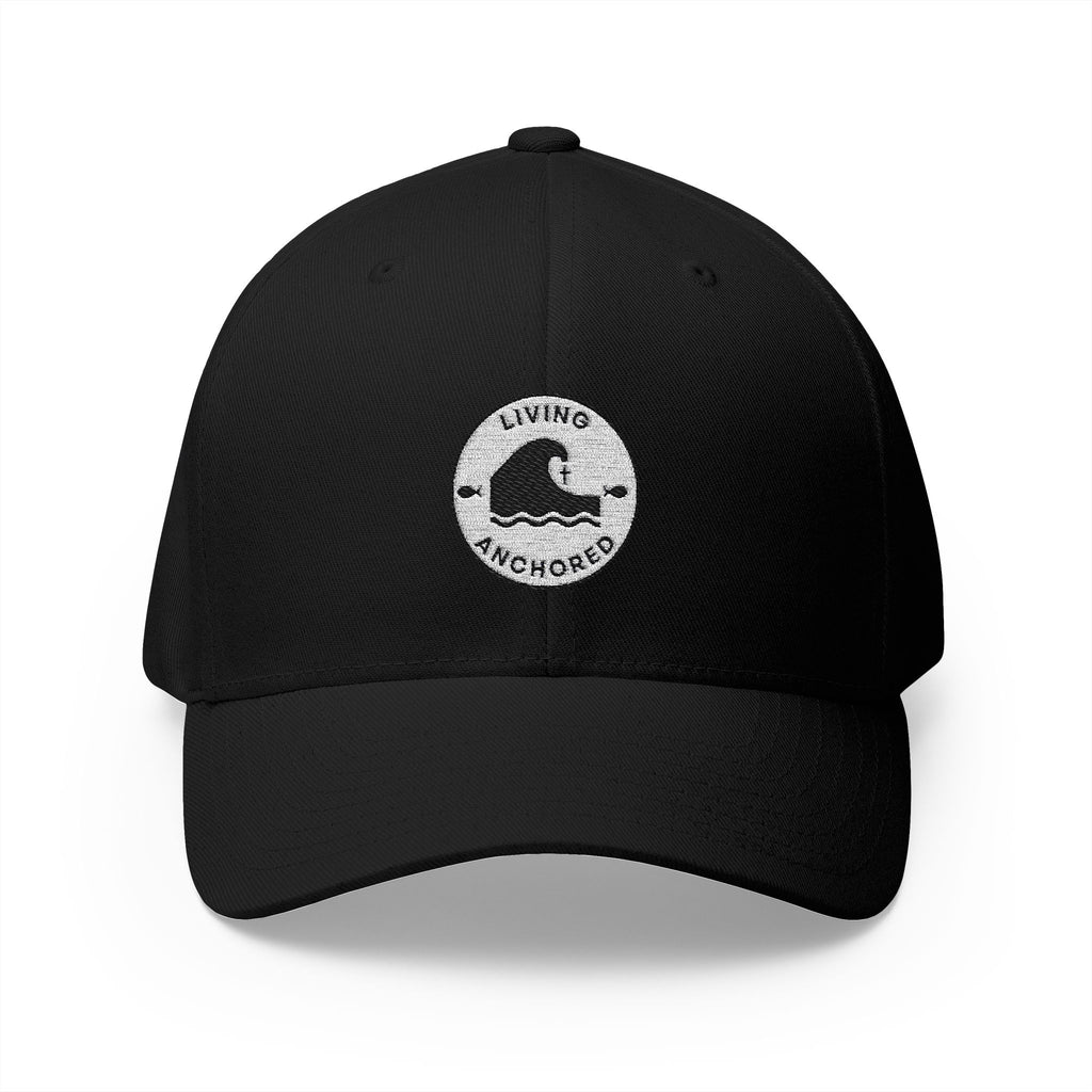 Living Anchored | Embroidered Closed-Back Cap (White Logo Back)