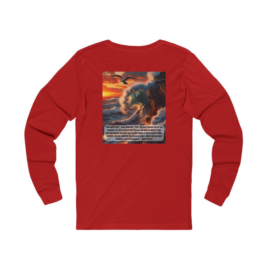 Living Anchored Jersey Long Sleeve Tee – Bird & Wave with Mark 11:22-24