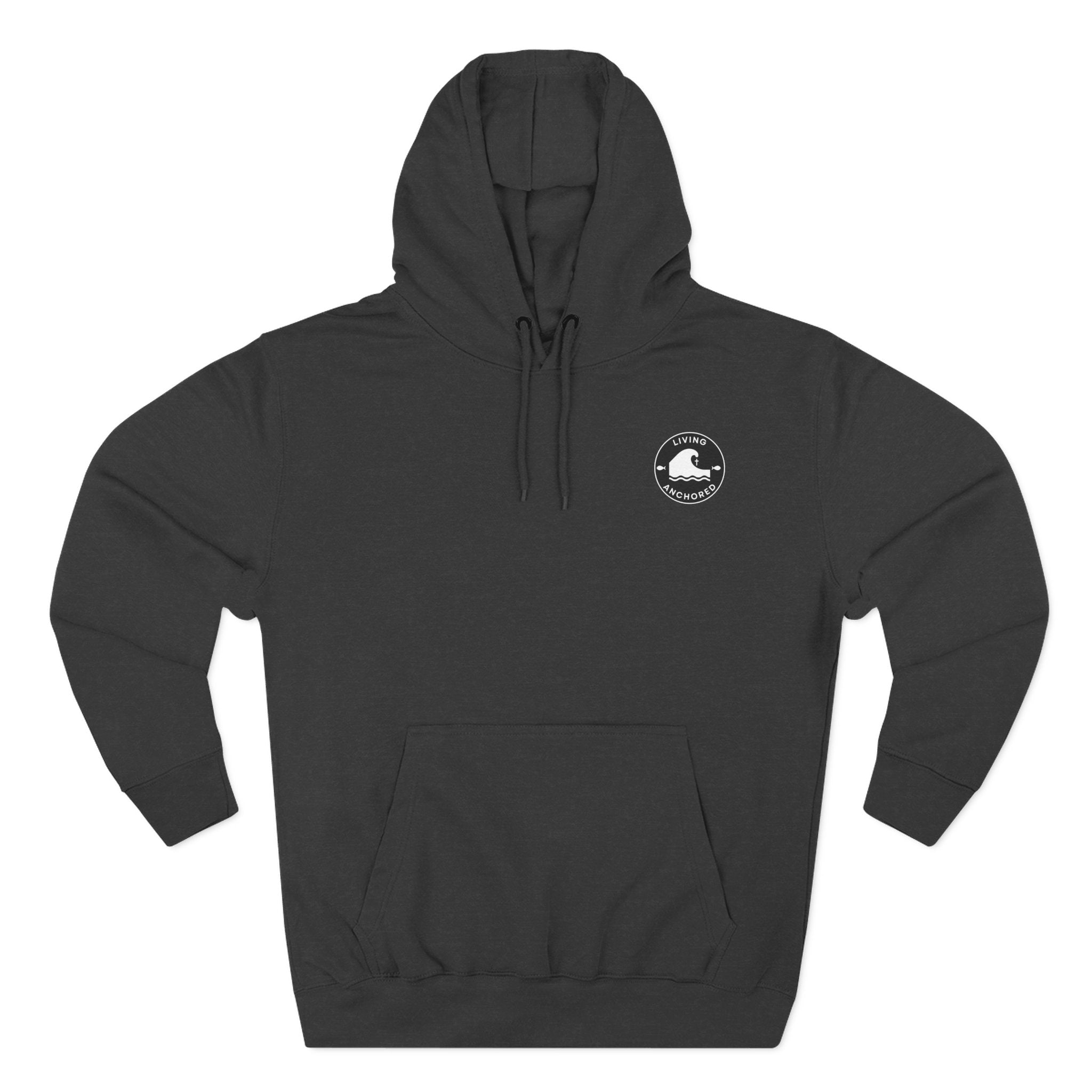 Living Anchored Fleece Hoodie – Fishing Sunset with Psalm 143:8