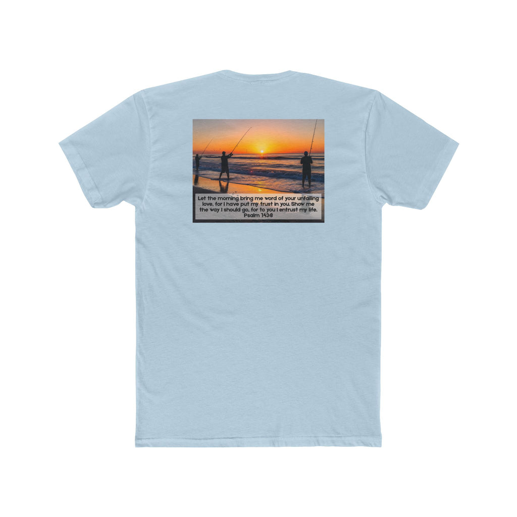 Cotton Crew Tee – Fishing at Sunset (Psalm 143:8)