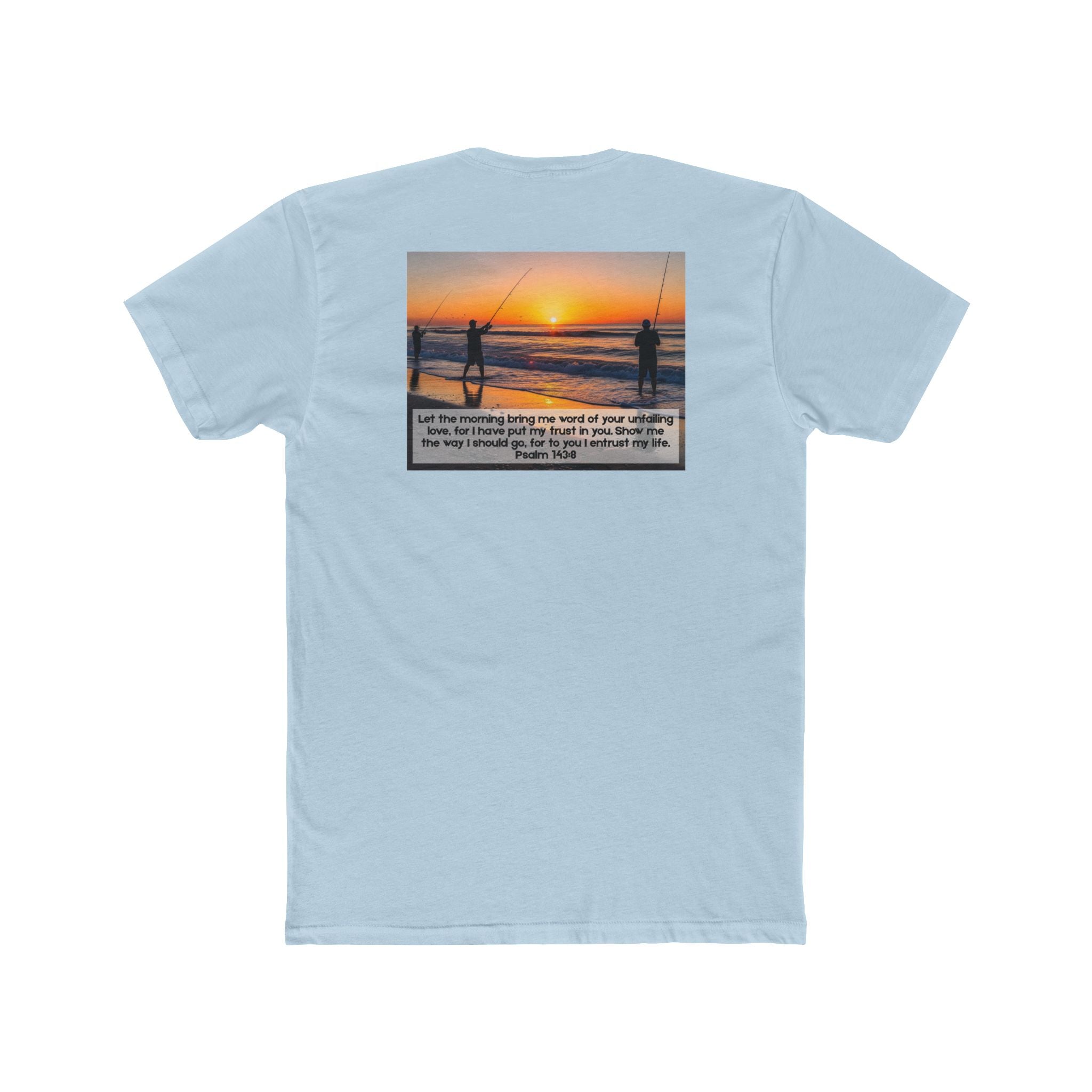 Cotton Crew Tee – Fishing at Sunset (Psalm 143:8)