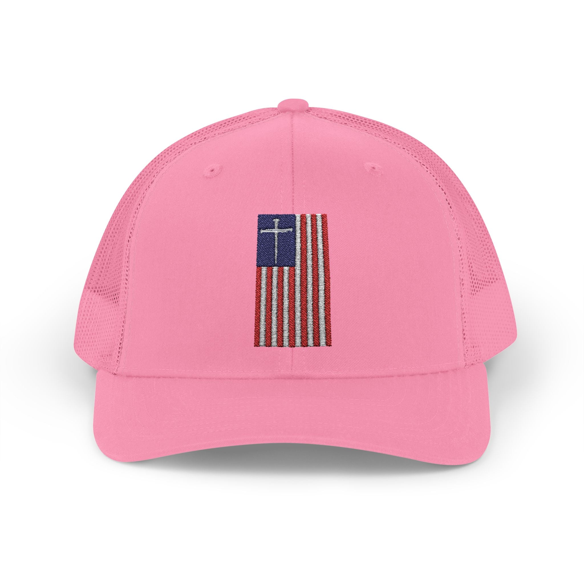 American Flag Cross – Snapback Trucker Cap (16 Colors)