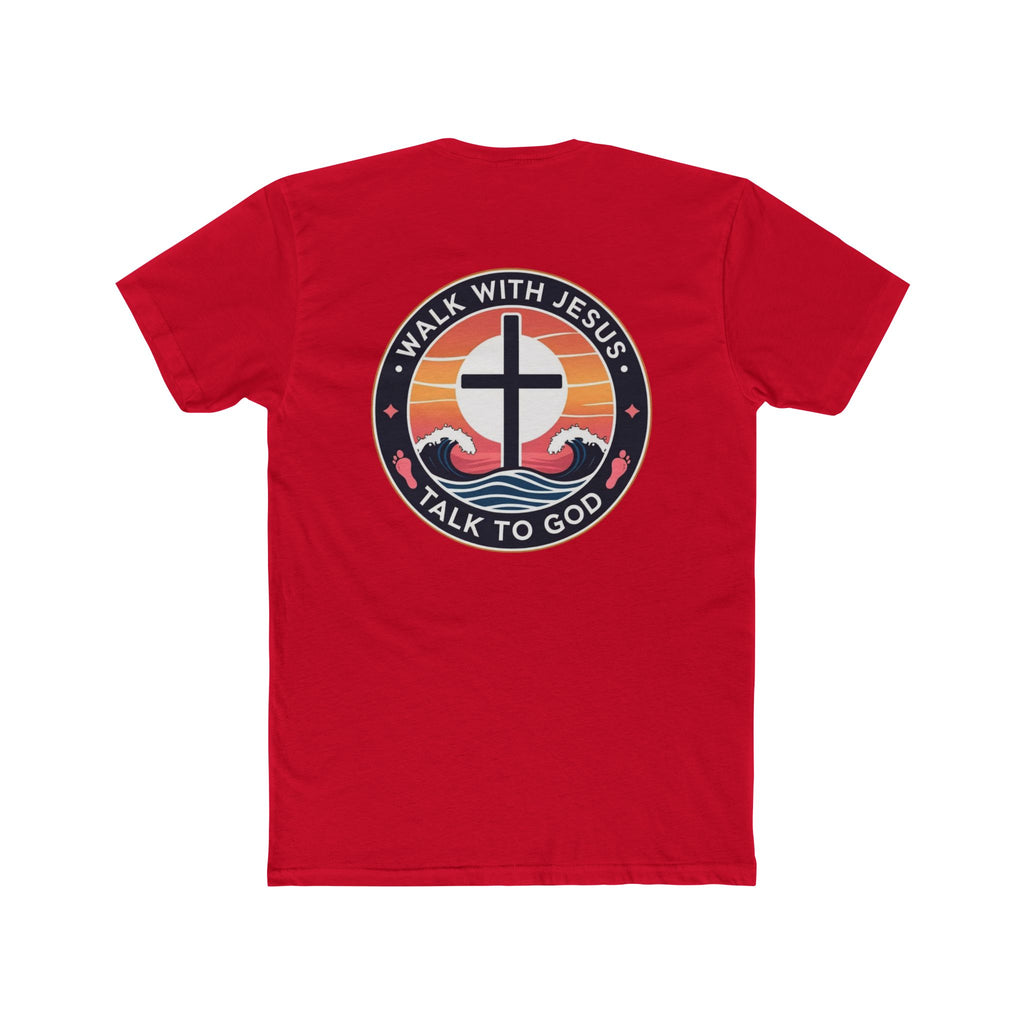 Walk With Jesus, Talk to God Cotton Crew Tee (Black Logo)