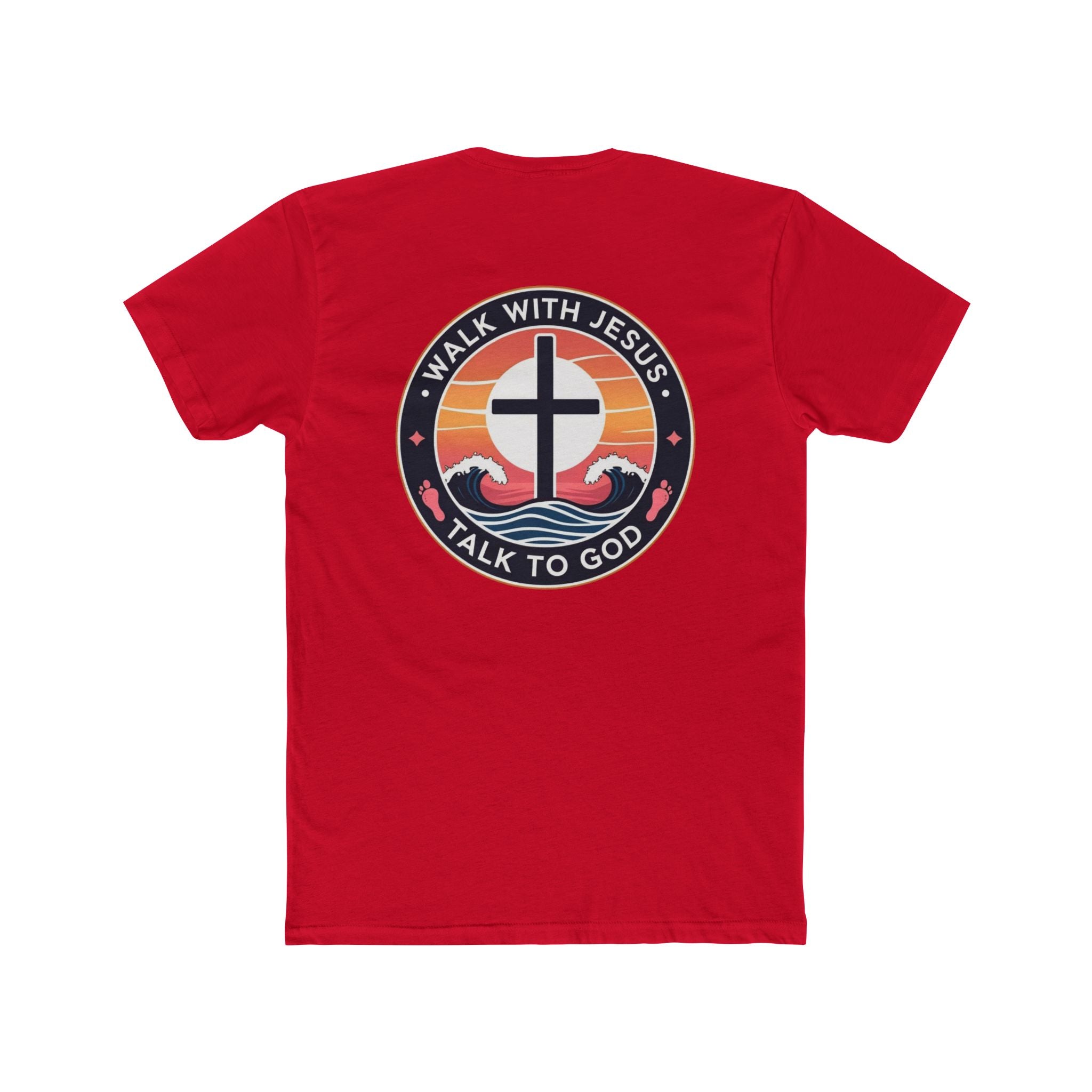 Walk With Jesus, Talk to God Cotton Crew Tee (Black Logo)