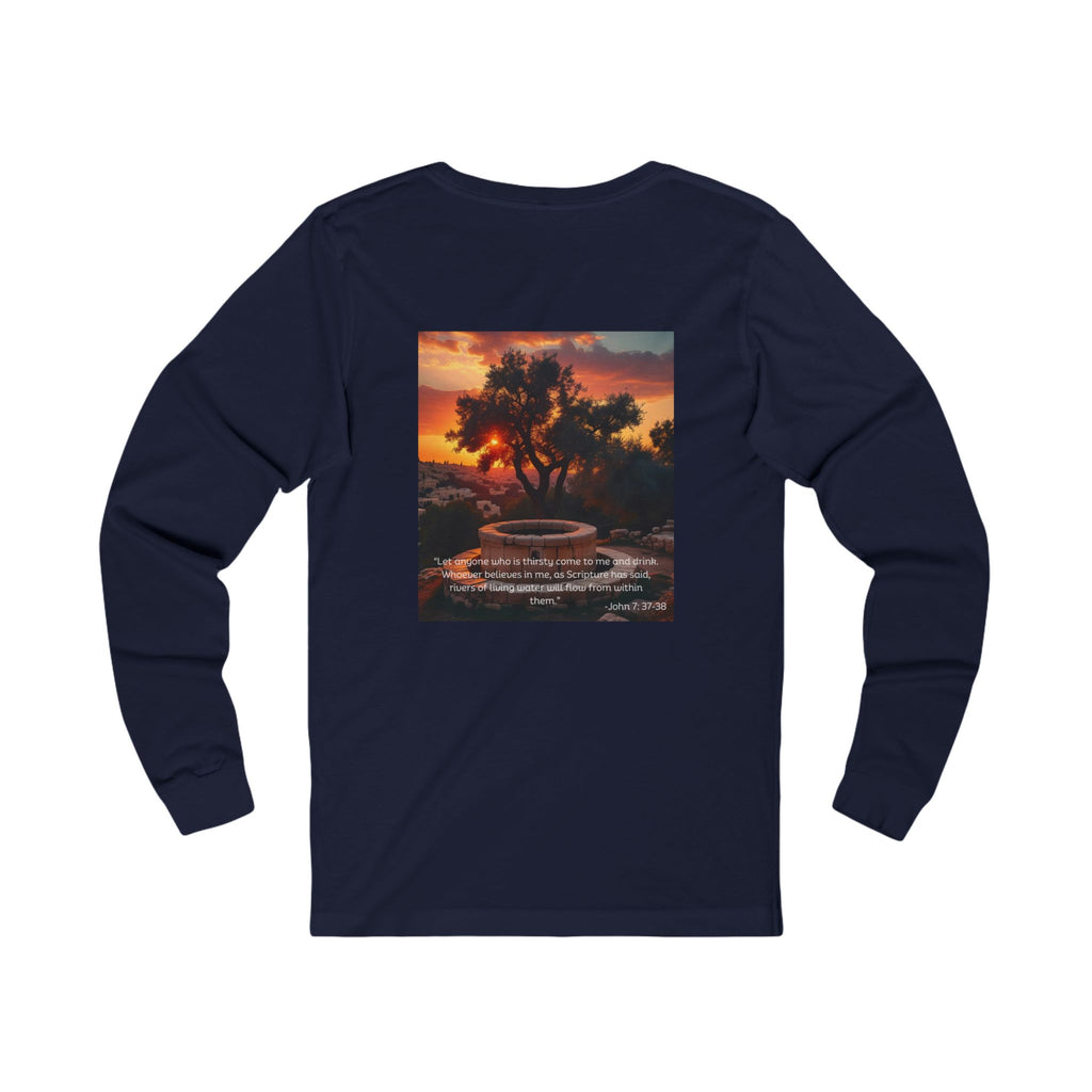 Living Anchored Jersey Long Sleeve Tee – Well at Sunset (John 7:37-38)