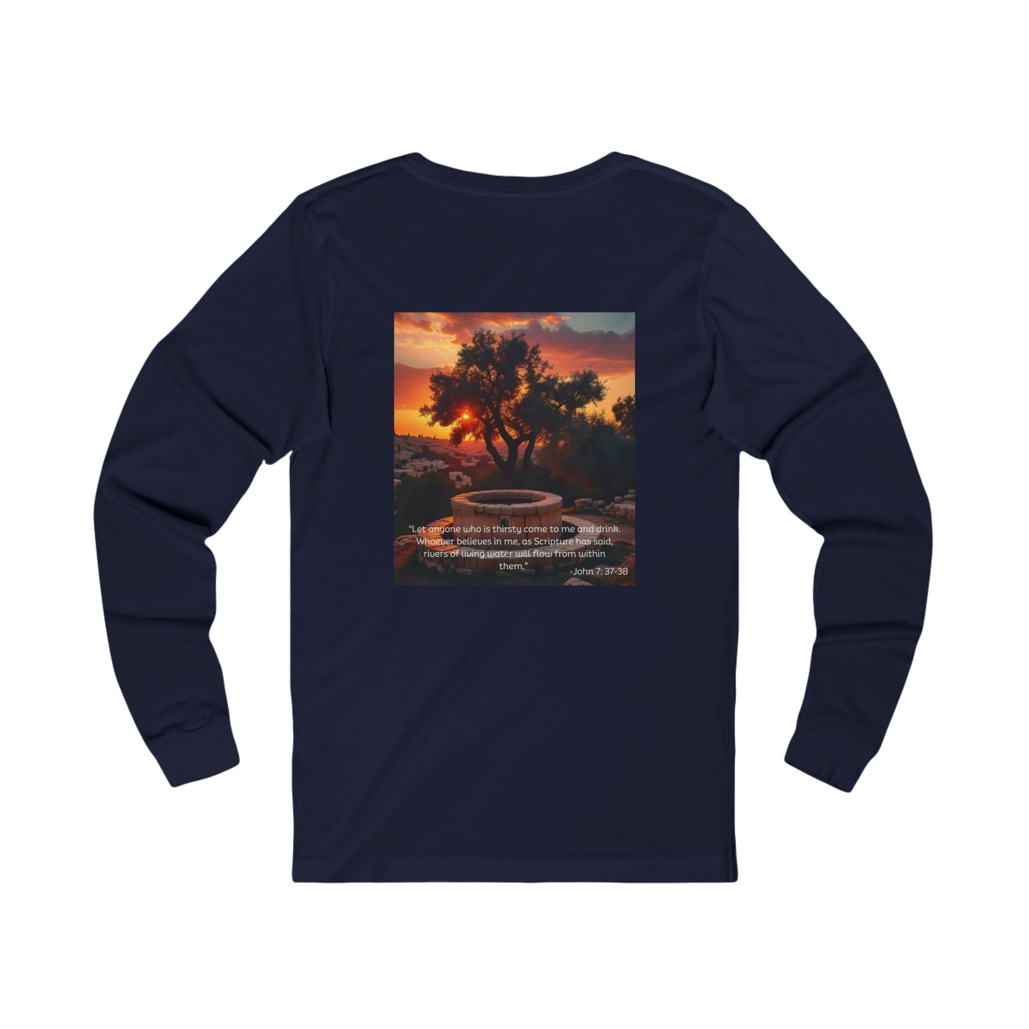 Living Anchored Jersey Long Sleeve Tee – Well at Sunset (John 7:37-38)