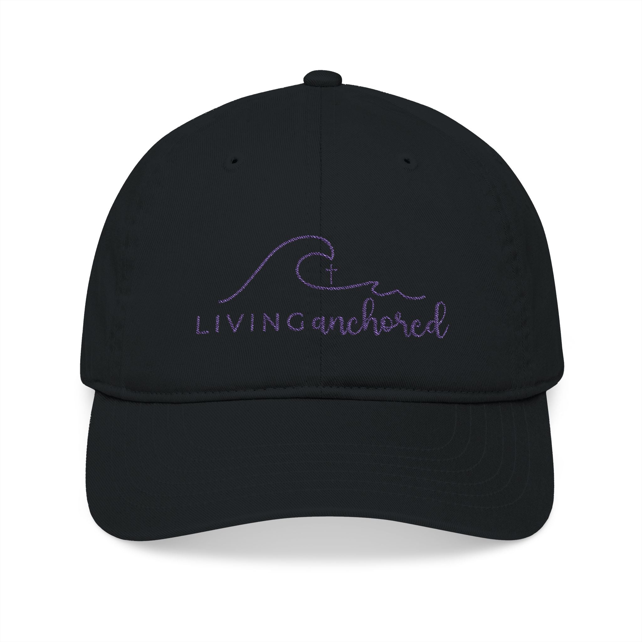 Living Anchored Organic Baseball Cap – Purple Thread Edition