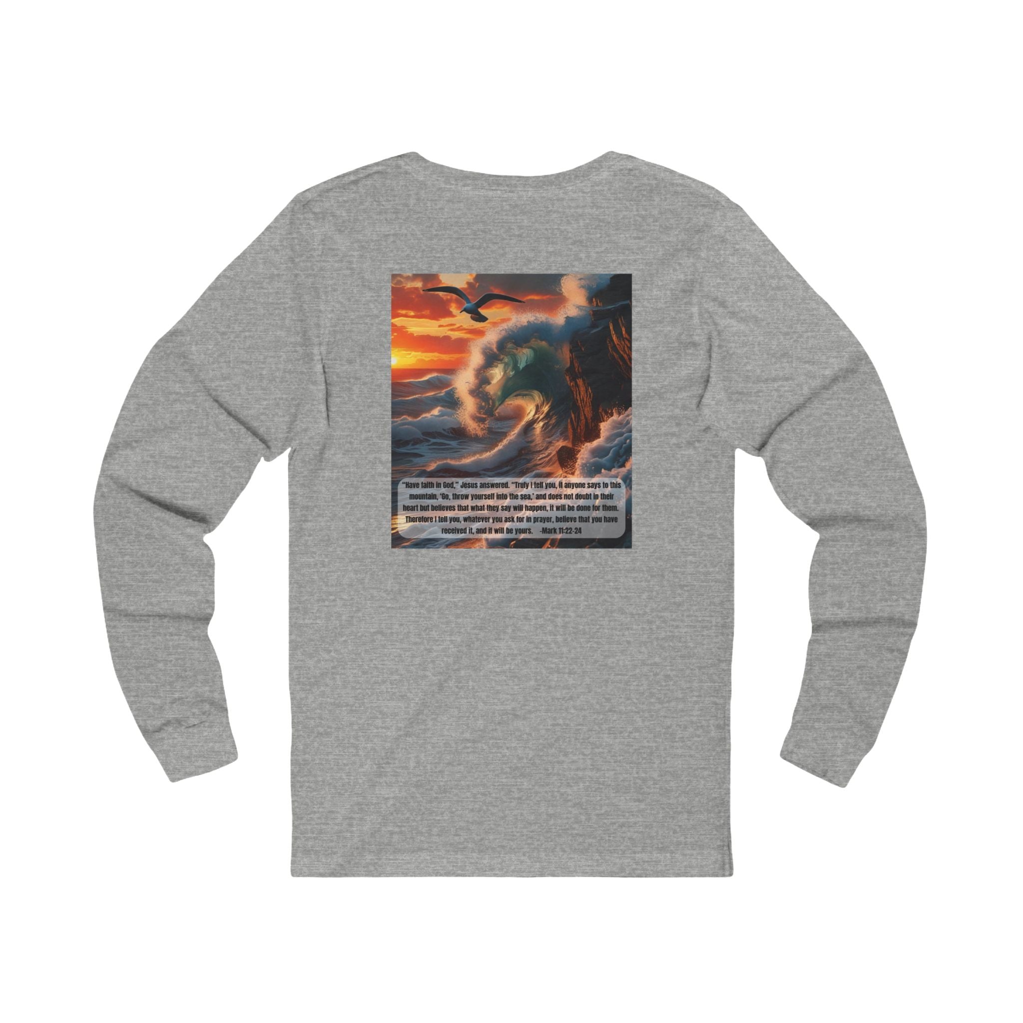 Living Anchored Jersey Long Sleeve Tee – Bird & Wave with Mark 11:22-24