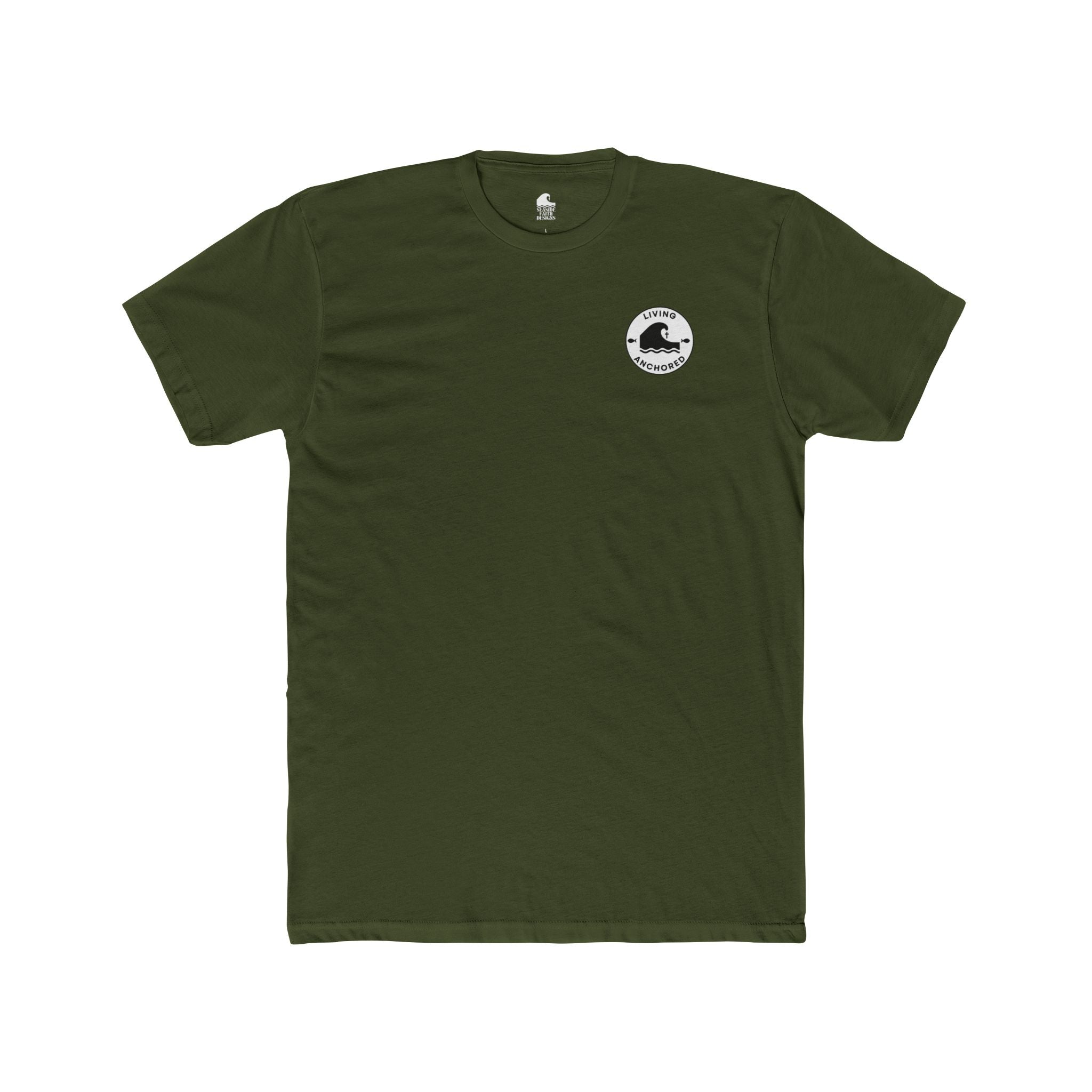 Unisex Cotton Crew Tee – Living Anchored | Lion Design with 1 Peter 5:8 (white text)