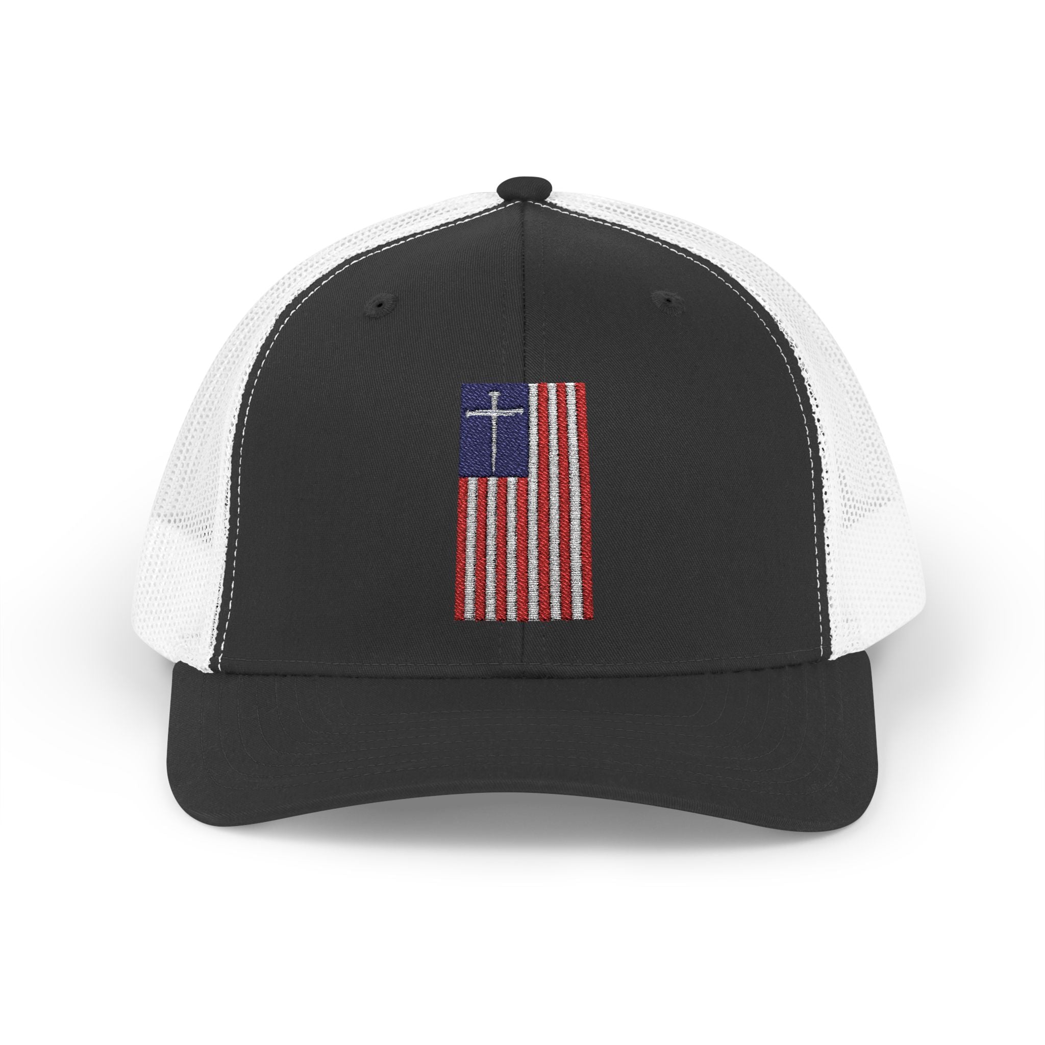 American Flag Cross – Snapback Trucker Cap (16 Colors)