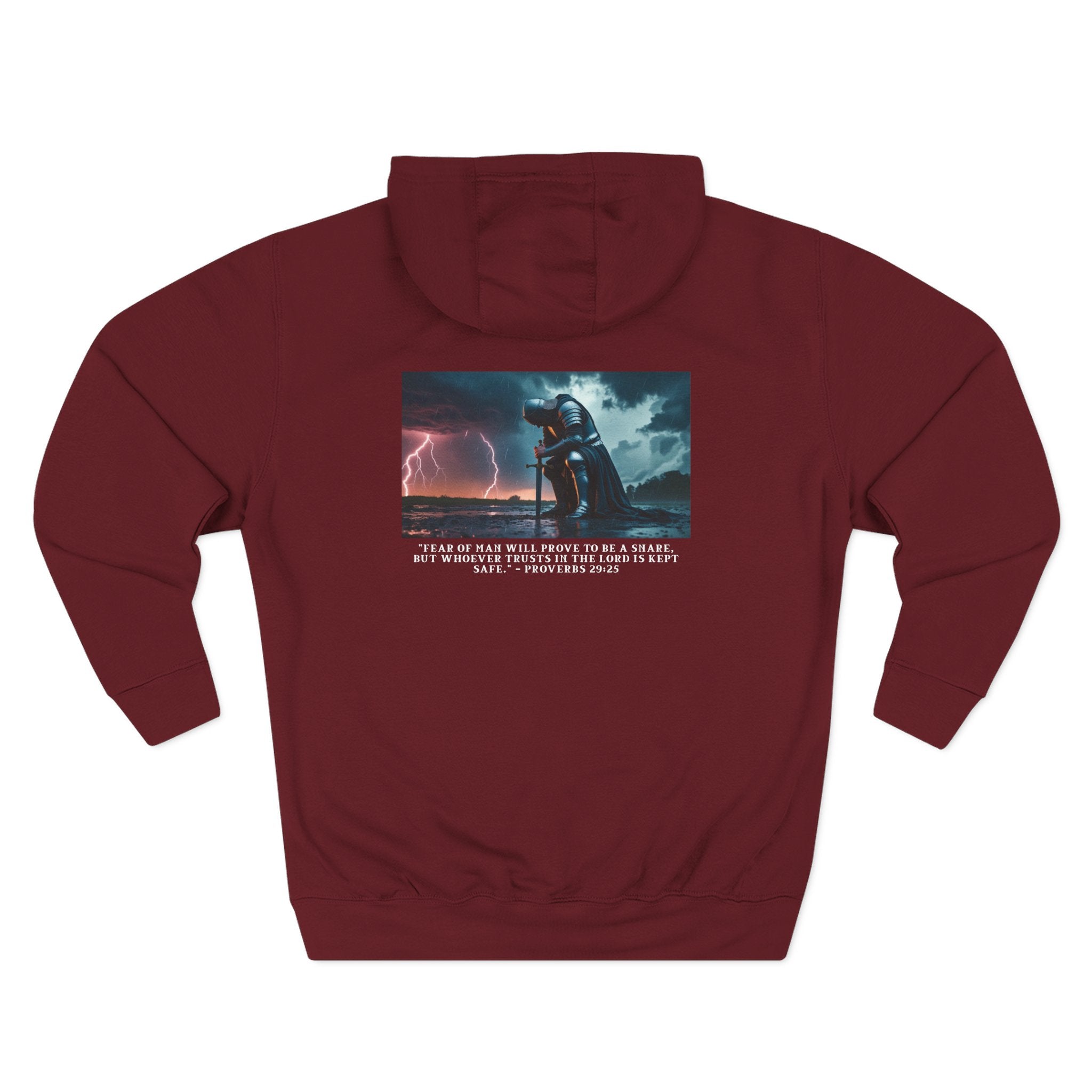 Faith Over Fear Fleece Hoodie – Proverbs 29:25 (white font)