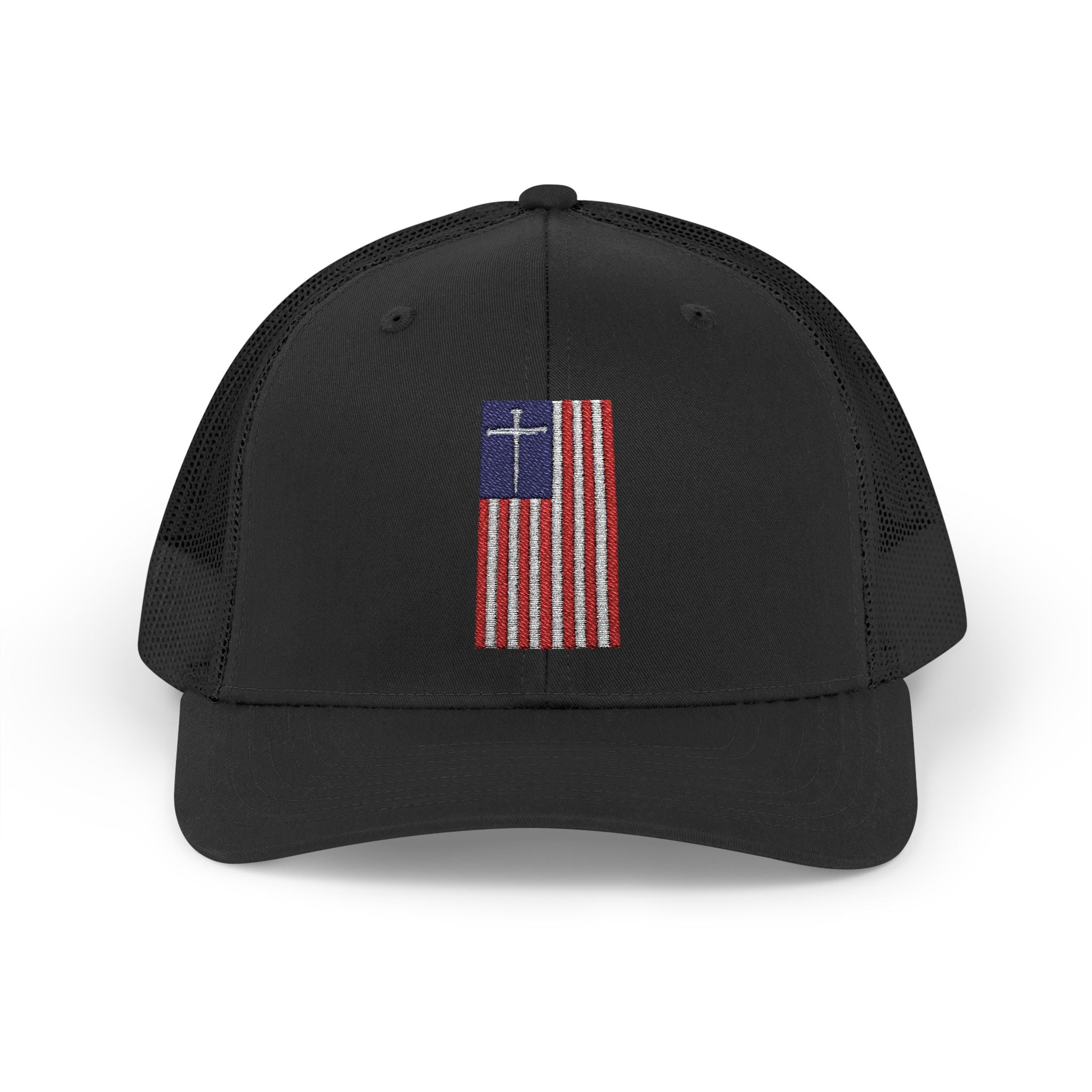 American Flag Cross – Snapback Trucker Cap (16 Colors)