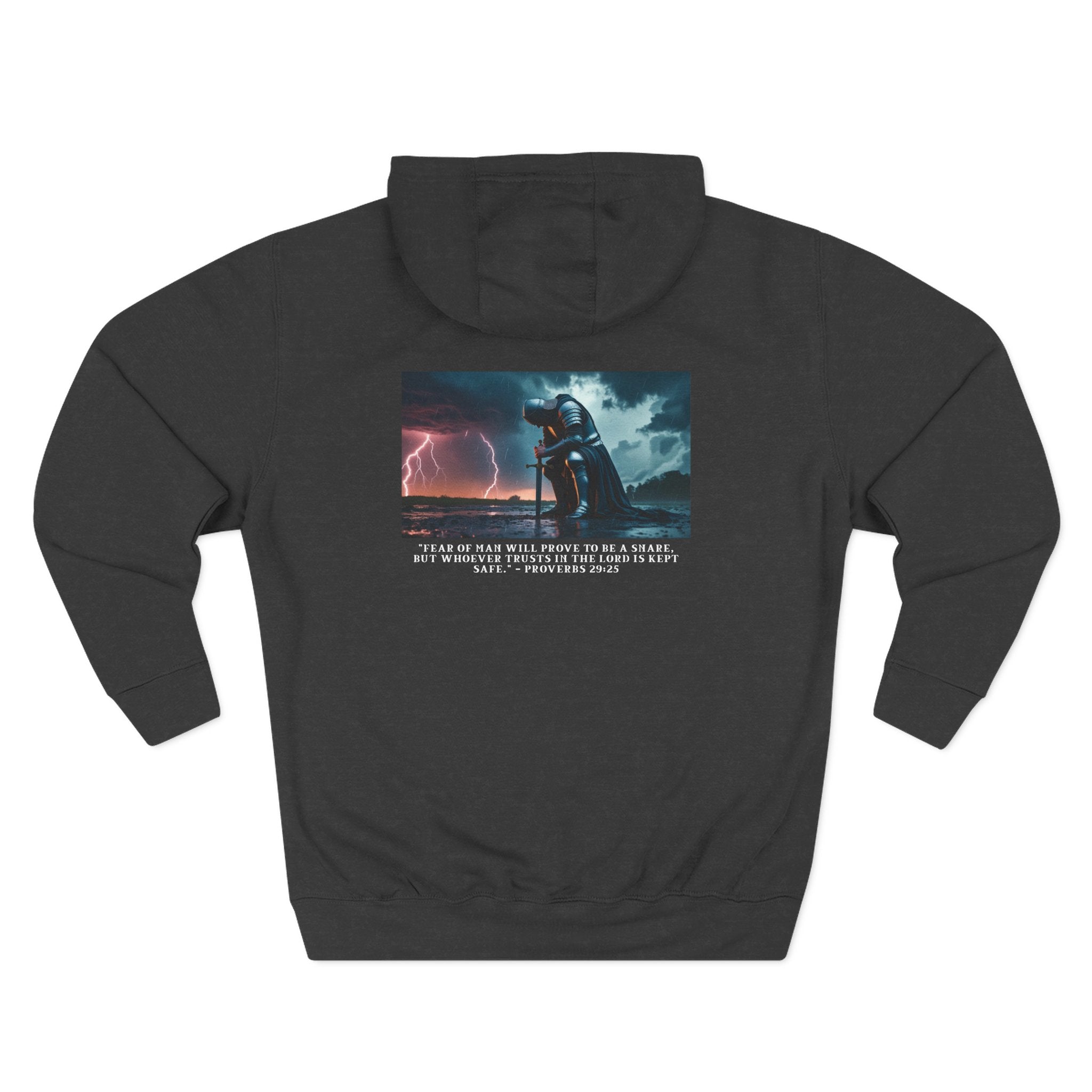 Faith Over Fear Fleece Hoodie – Proverbs 29:25 (white font)