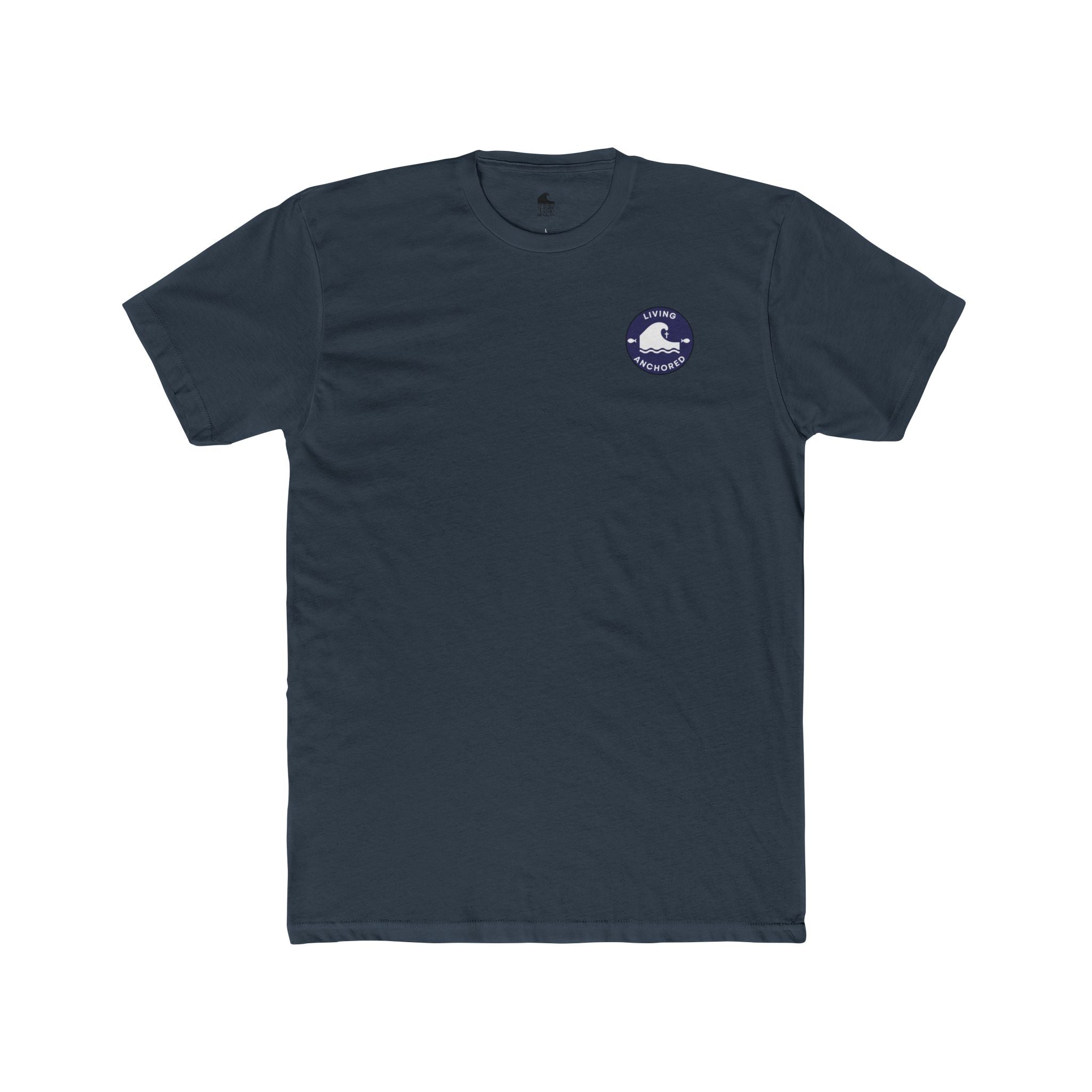 Unisex Cotton Crew Tee – Living Anchored | Mark 11:22-24 Bird & Wave Design
